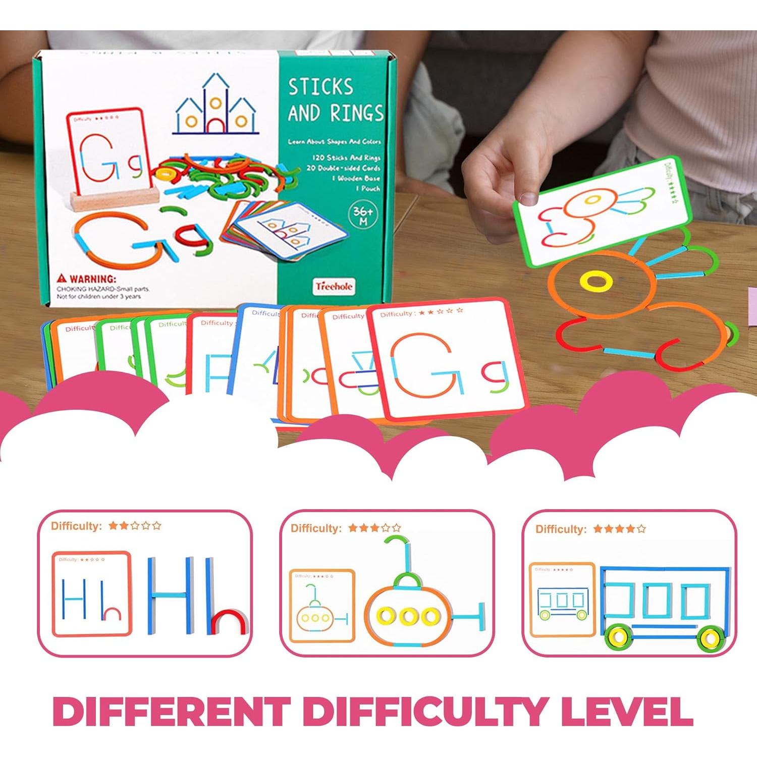 Juguetes de Anillos de Palos PUZGiC para Niños 3+