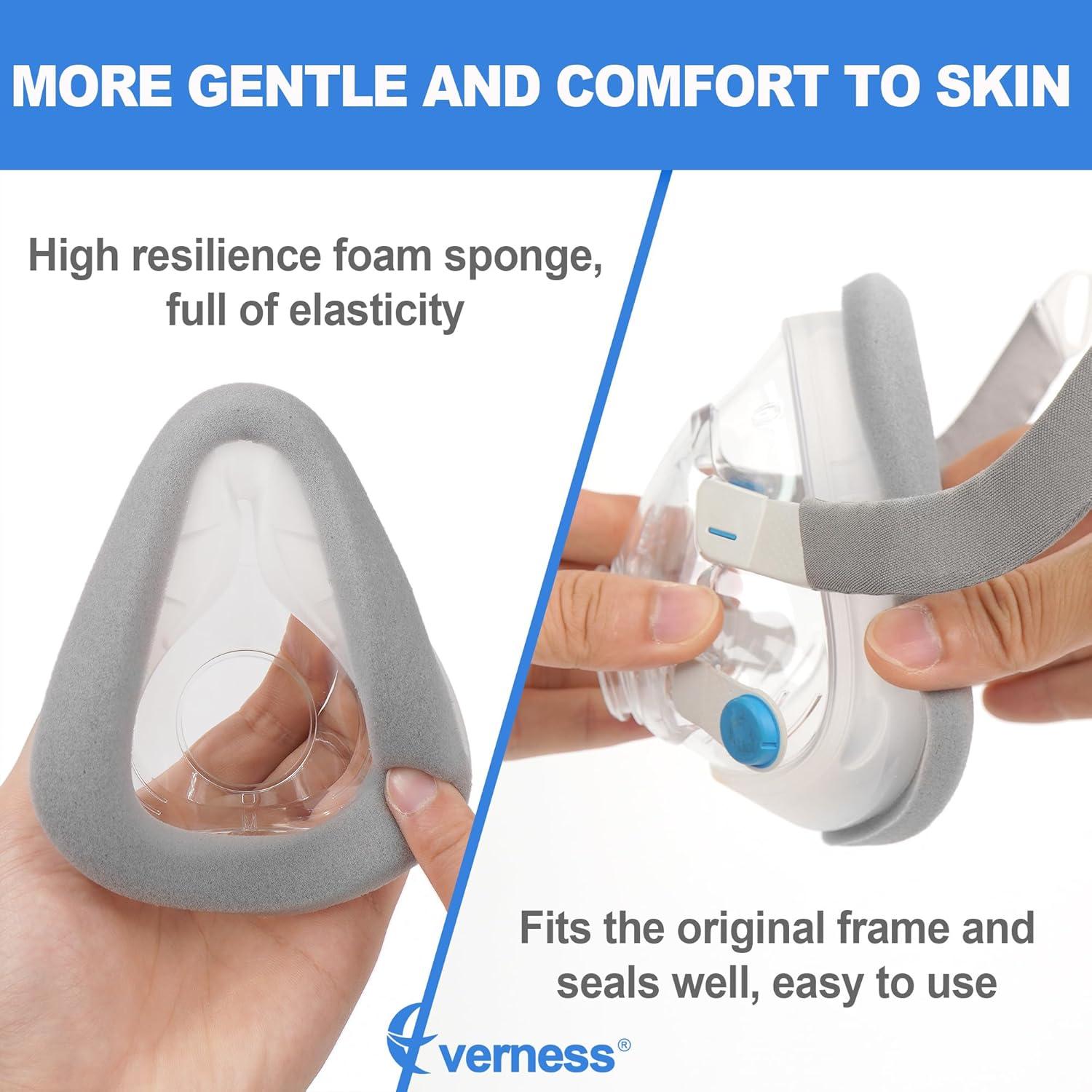 Replacement Memory Foam Cushion (S) for Airtouch F20, Comes with 2 Packs Mask Liners - Full Face F20 Mask Small - Optimized Comfort & Secure Seal with New Version Memory Foam - Small