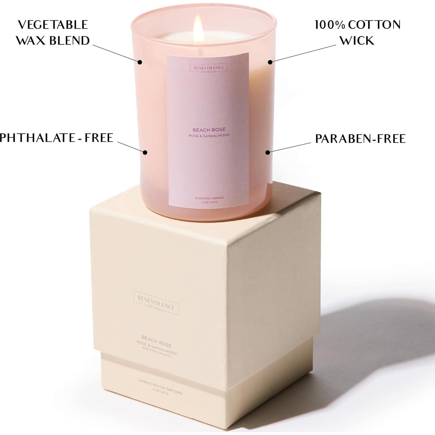 Vela Aromática Benevolence LA Rosa de Playa 311g Cera Natural