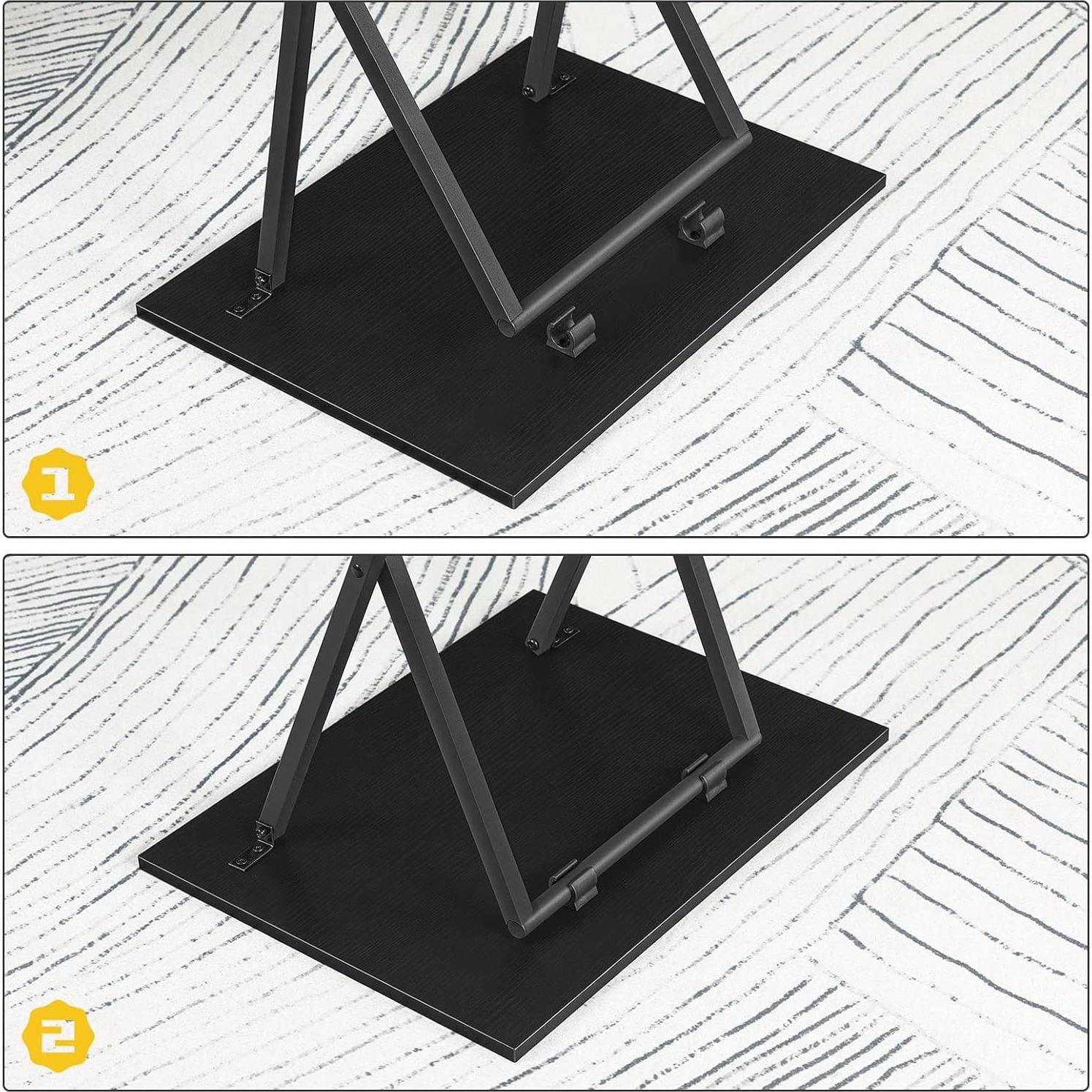 Juego de 4 Mesas Plegables de TV HOOBRO, Negro, 48x36 cm