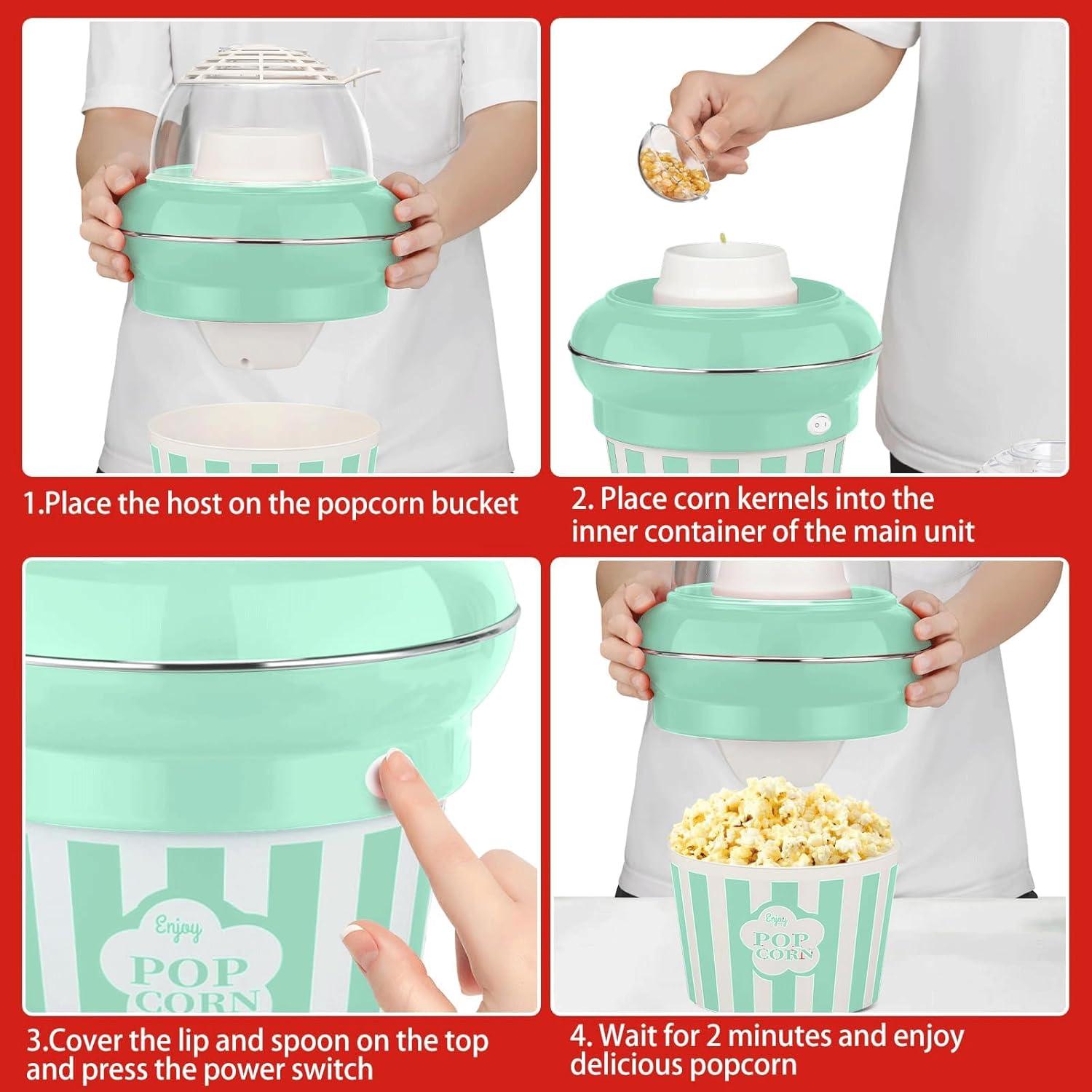 MAISON HUIS Máquina de Palomitas 1100W Sin Aceite 5.3L Verde