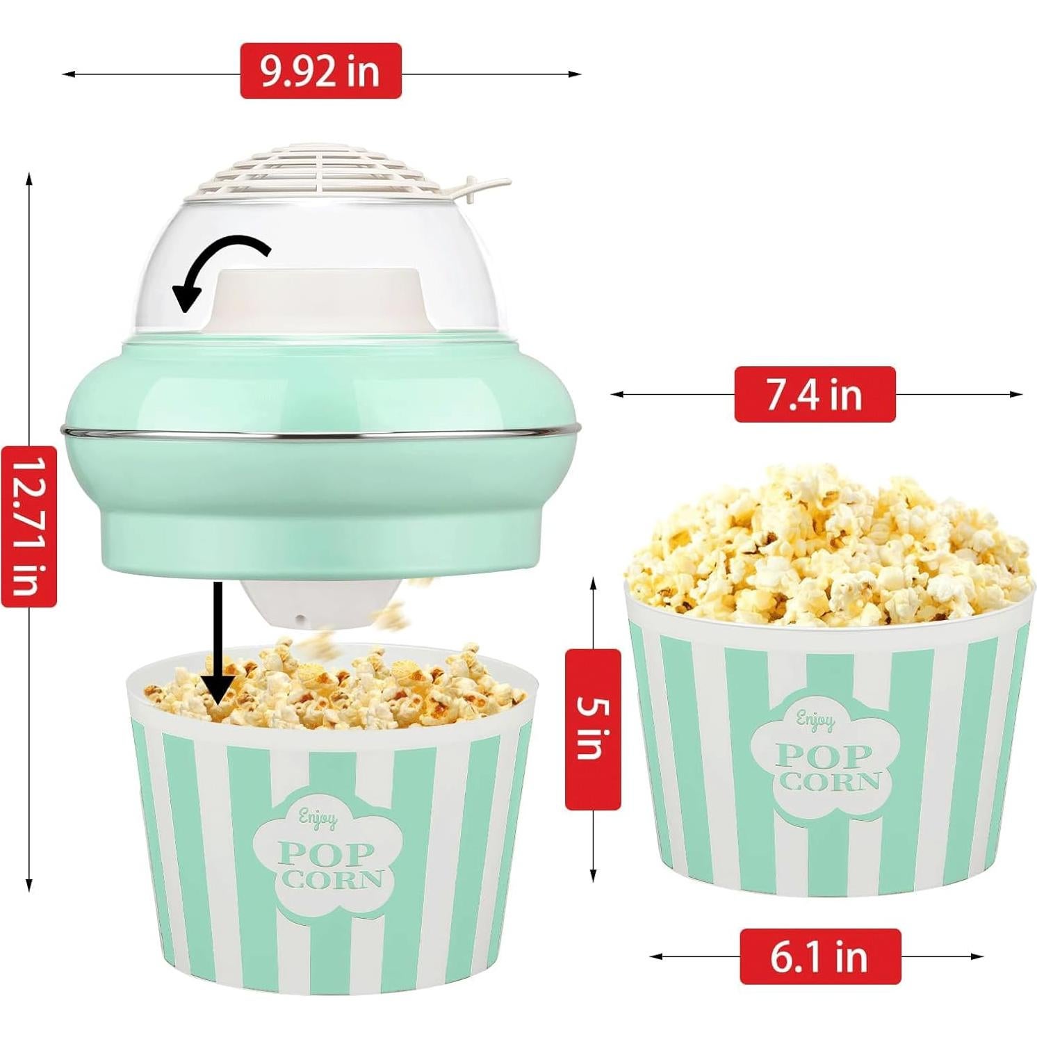 MAISON HUIS Máquina de Palomitas 1100W Sin Aceite 5.3L Verde