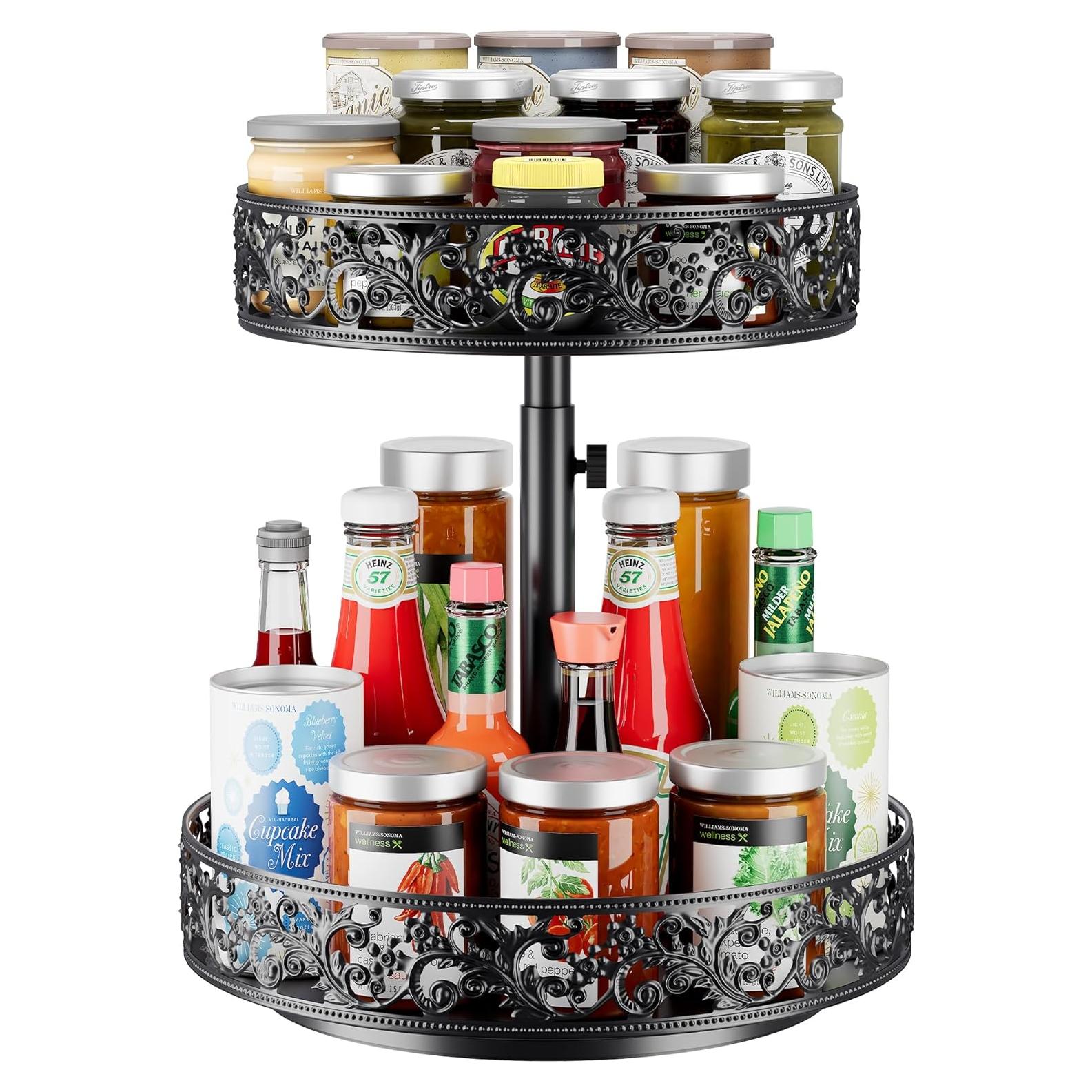 Organizador giratorio Lazy Susan IBEDMAZIE 2 niveles 30.48 cm negro