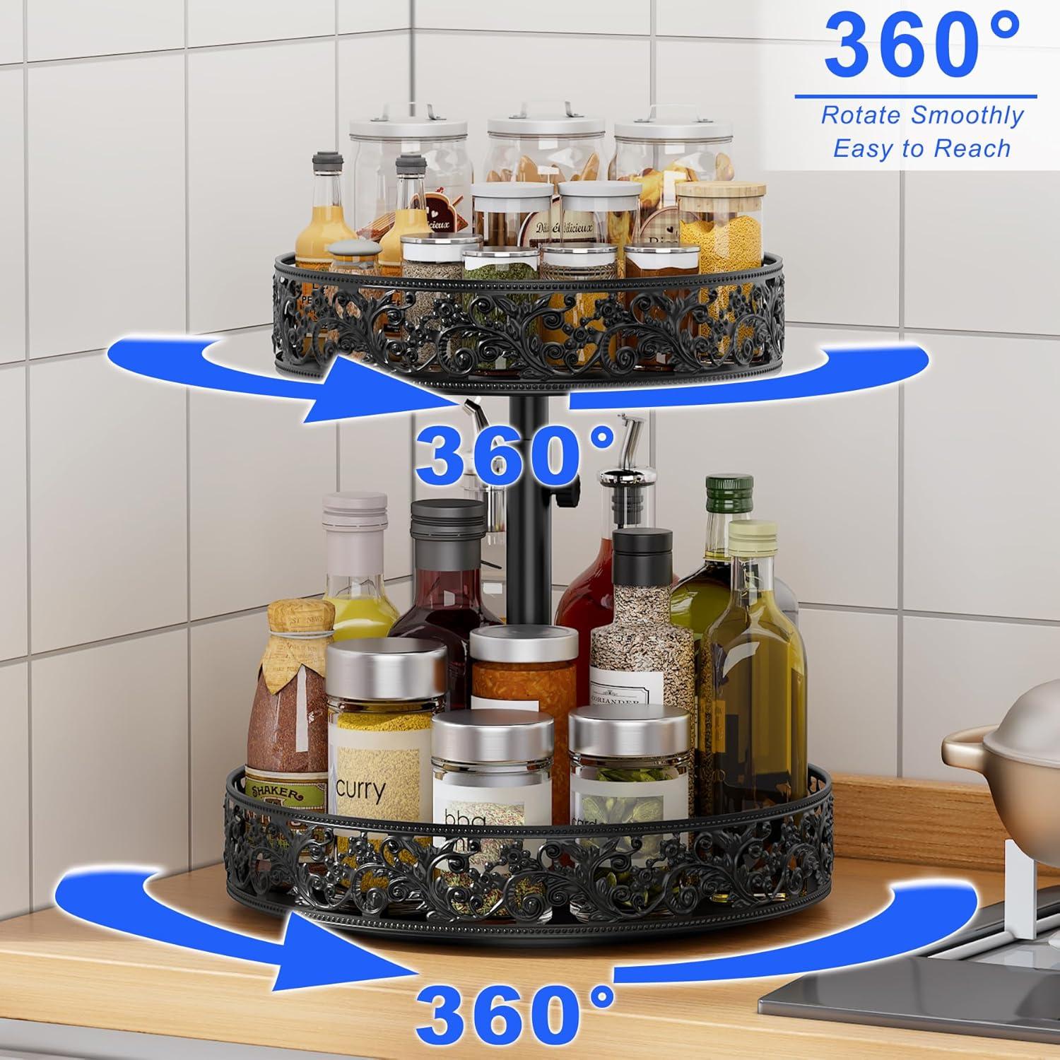 Organizador giratorio Lazy Susan IBEDMAZIE 2 niveles 30.48 cm negro