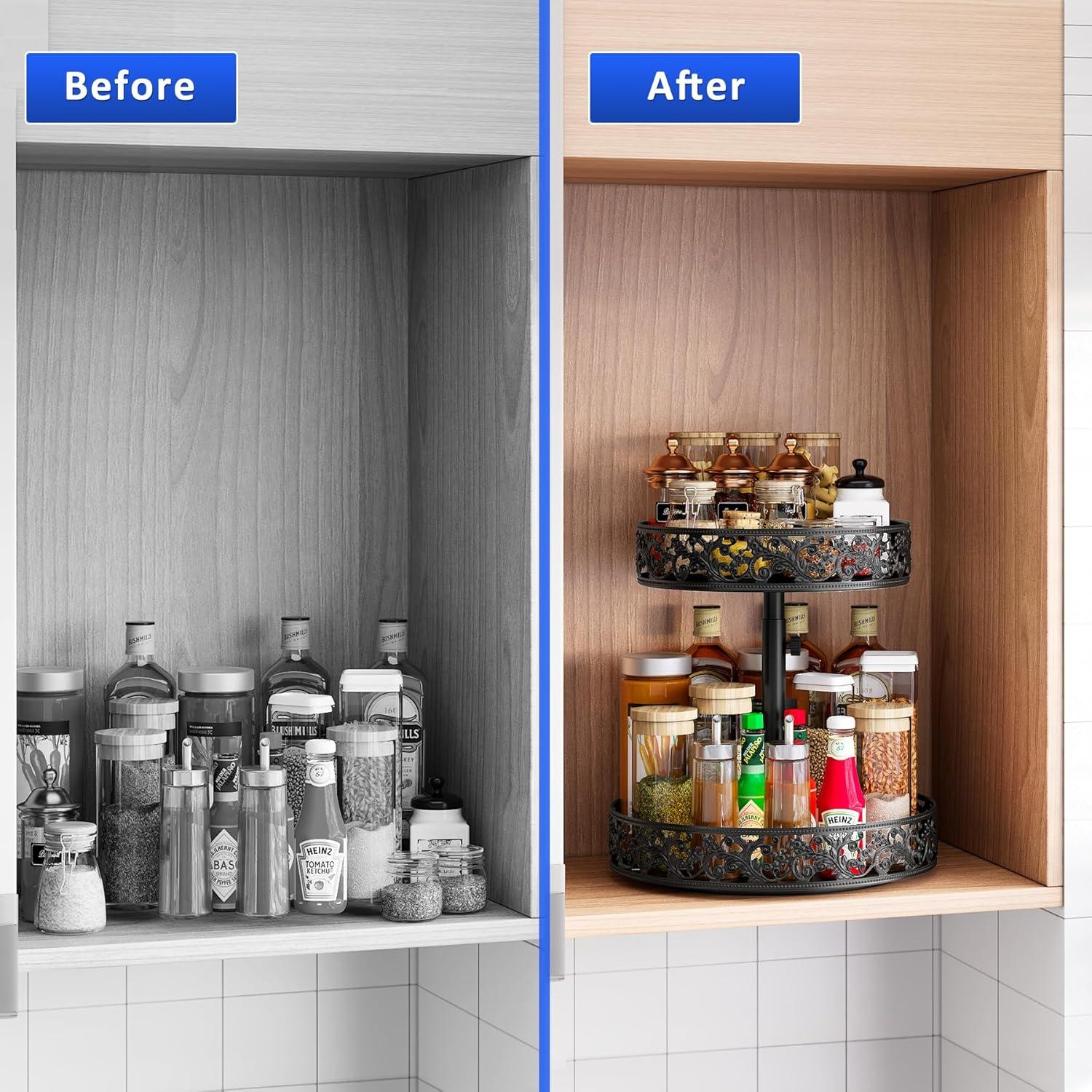 Organizador giratorio Lazy Susan IBEDMAZIE 2 niveles 30.48 cm negro