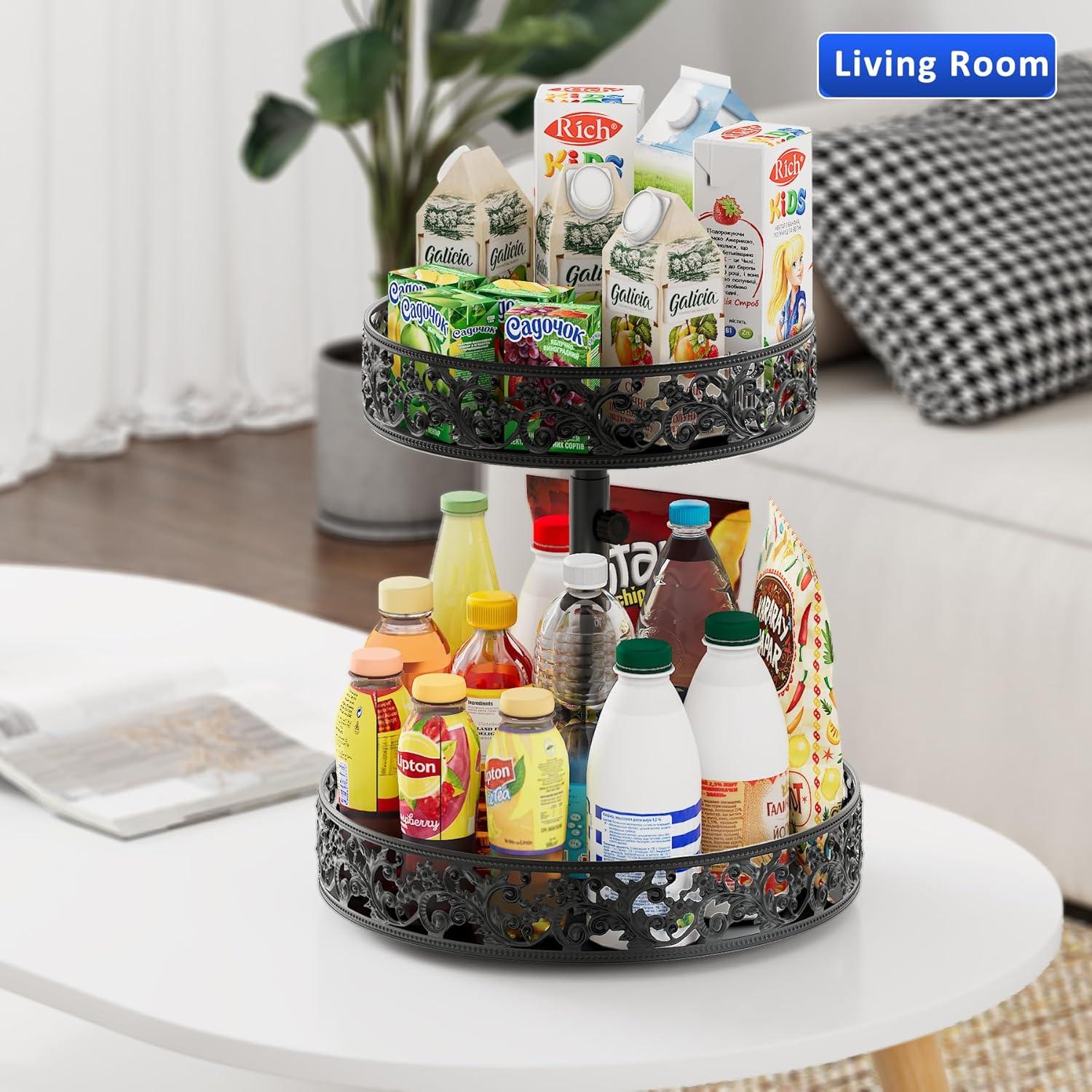 Organizador giratorio Lazy Susan IBEDMAZIE 2 niveles 30.48 cm negro