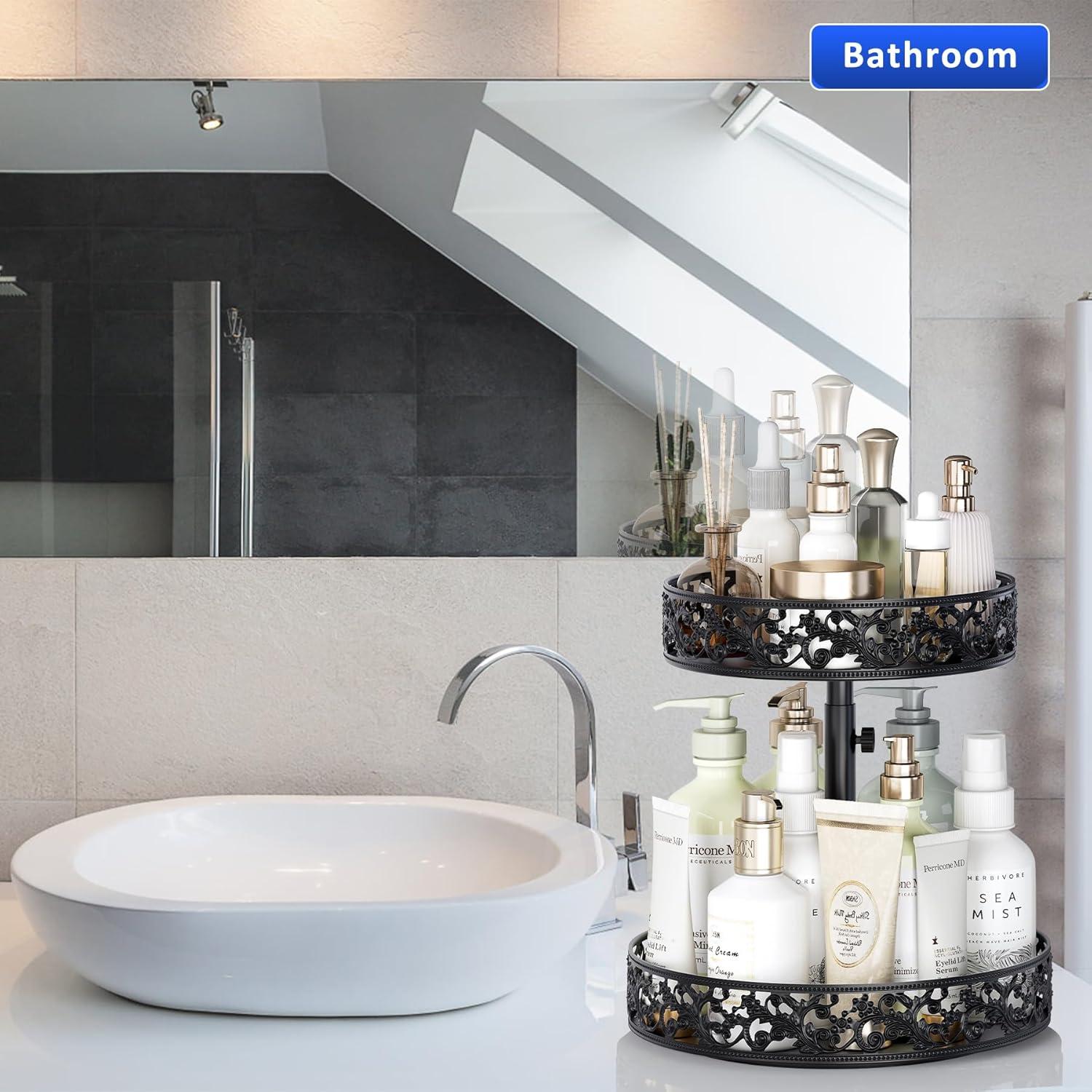 Organizador giratorio Lazy Susan IBEDMAZIE 2 niveles 30.48 cm negro