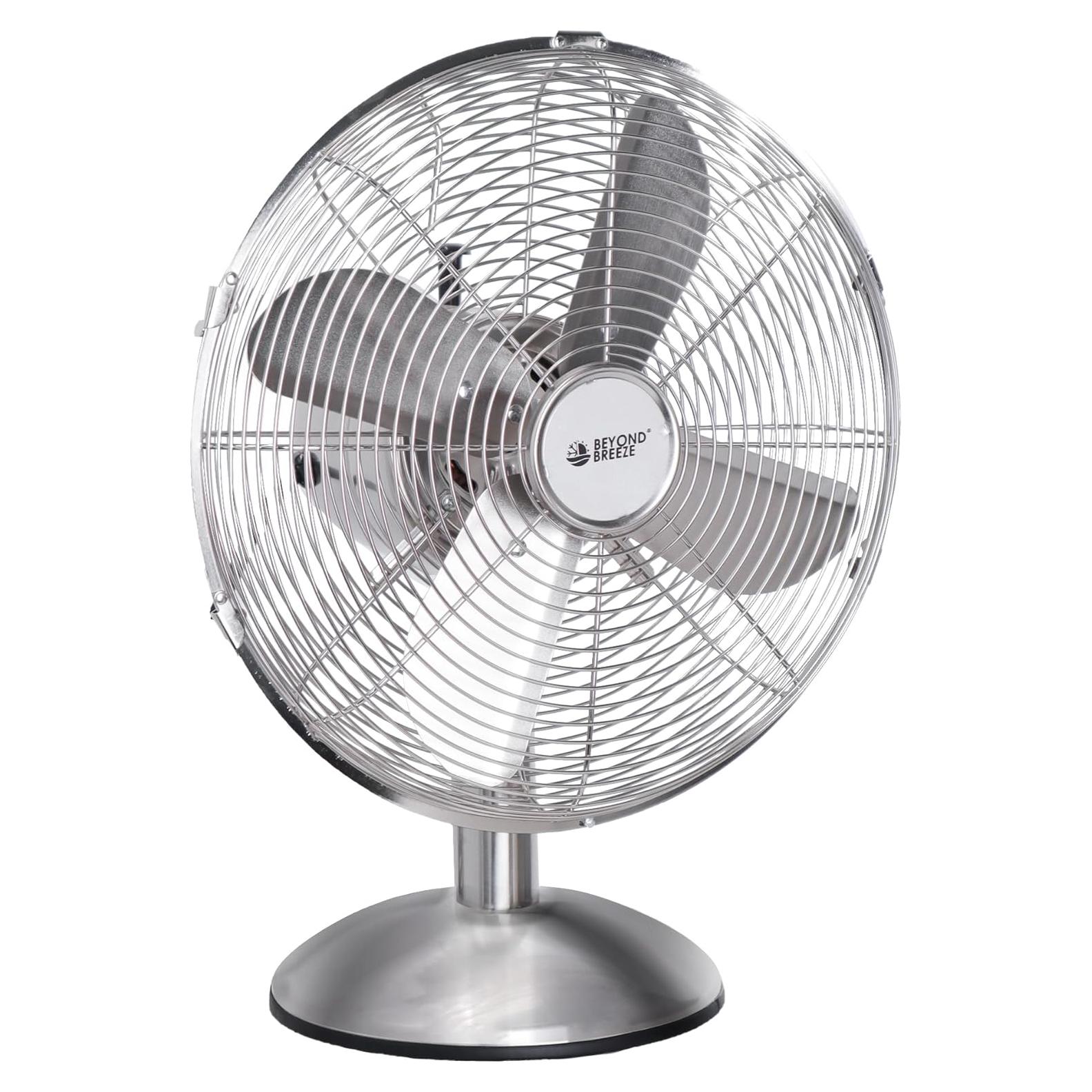 12 Inch All Metal Retro Oscillating Table Fan, Desk Fan with 3-Speed Adjustable and 180° Wide Oscillation, Ideal for Bedroom, Office and Kitchen