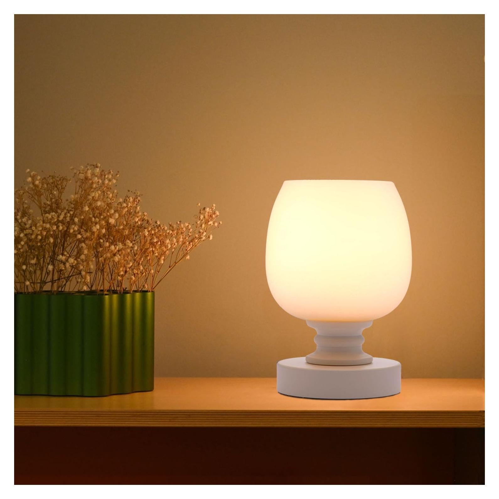 Juego de 2 lámparas de mesa HDW01-2P vidrio blanco mate