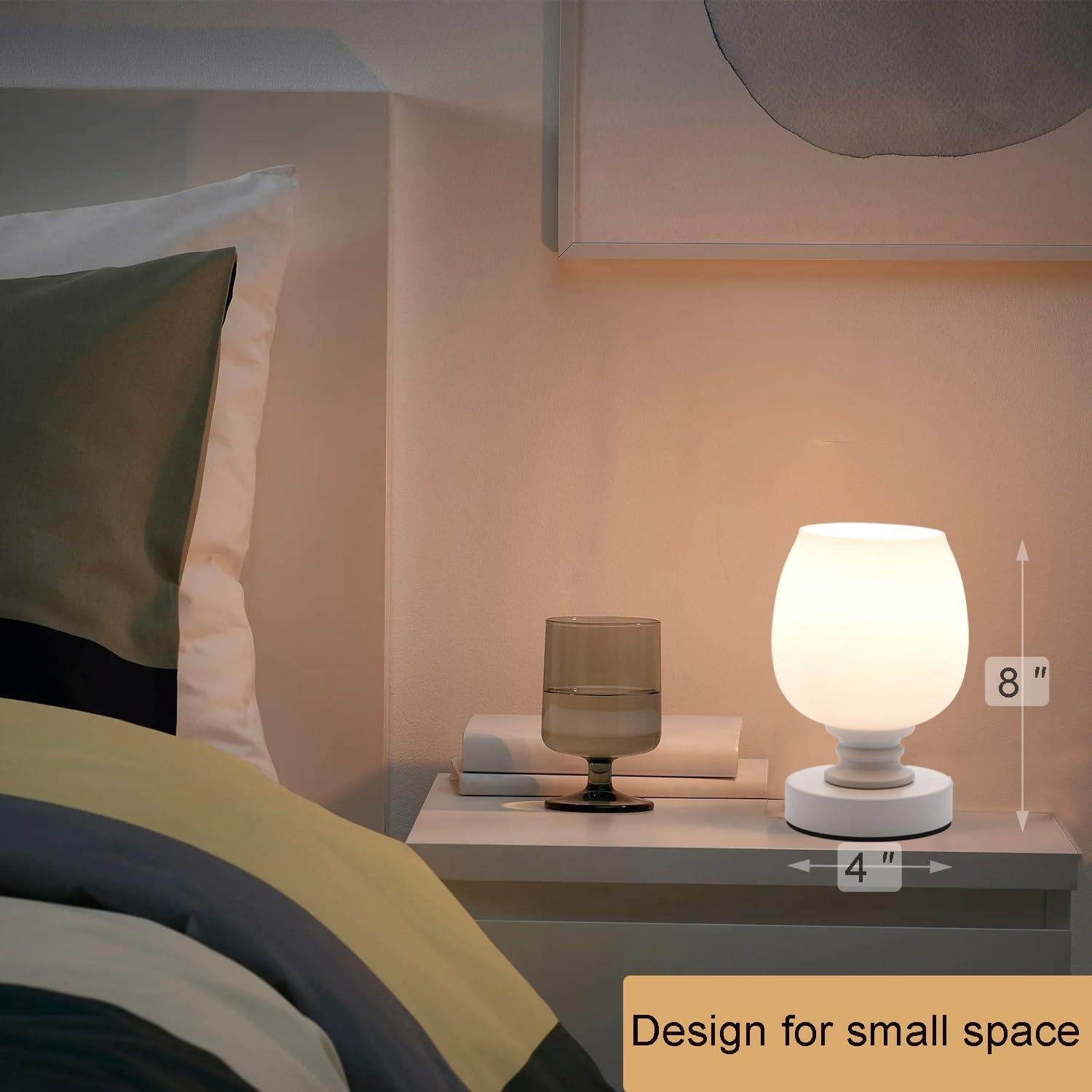 Juego de 2 lámparas de mesa HDW01-2P vidrio blanco mate