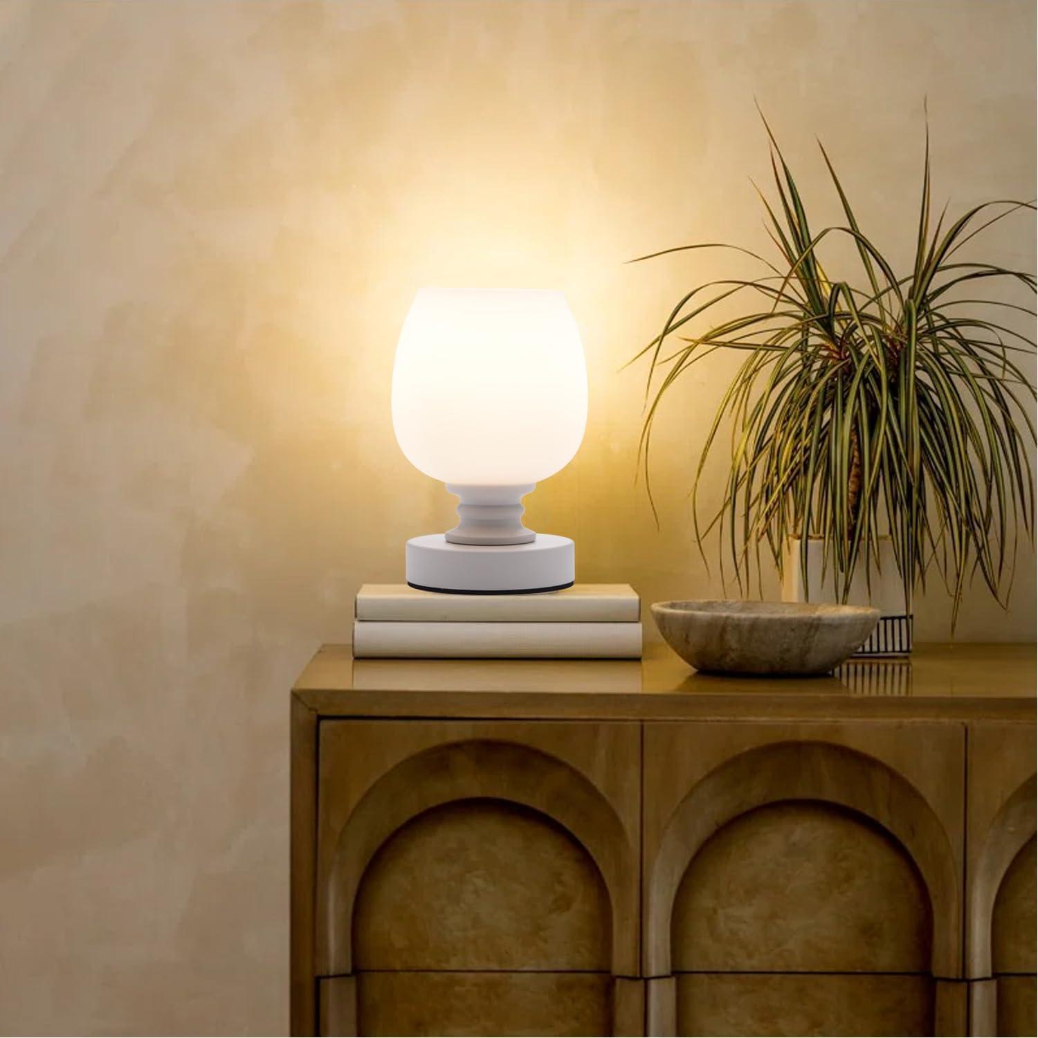 Juego de 2 lámparas de mesa HDW01-2P vidrio blanco mate