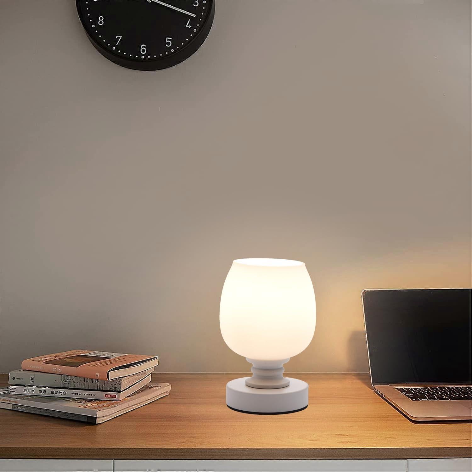 Juego de 2 lámparas de mesa HDW01-2P vidrio blanco mate