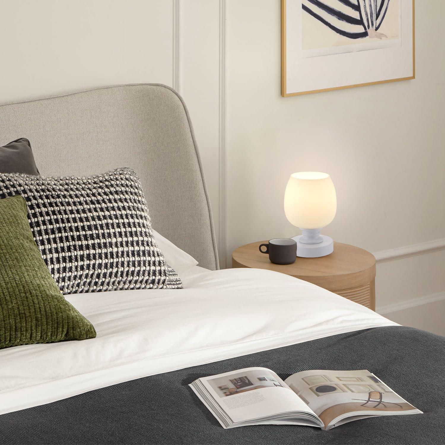 Juego de 2 lámparas de mesa HDW01-2P vidrio blanco mate