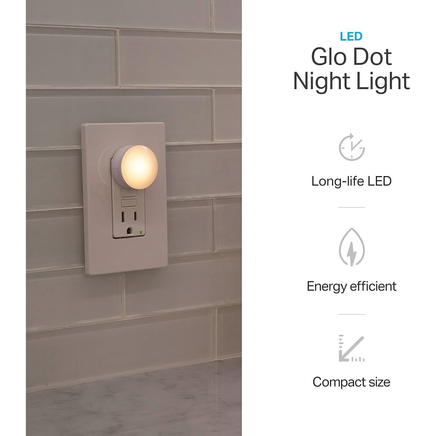 Lights by Night Mini LED Night Light, Plug-In, Dusk to Dawn Sensor, Warm White, Compact, Ambient Lighting, LED Lights for Bedroom, Bathroom, Nursery, Hallway, Kitchen, 43950, 2 Pack