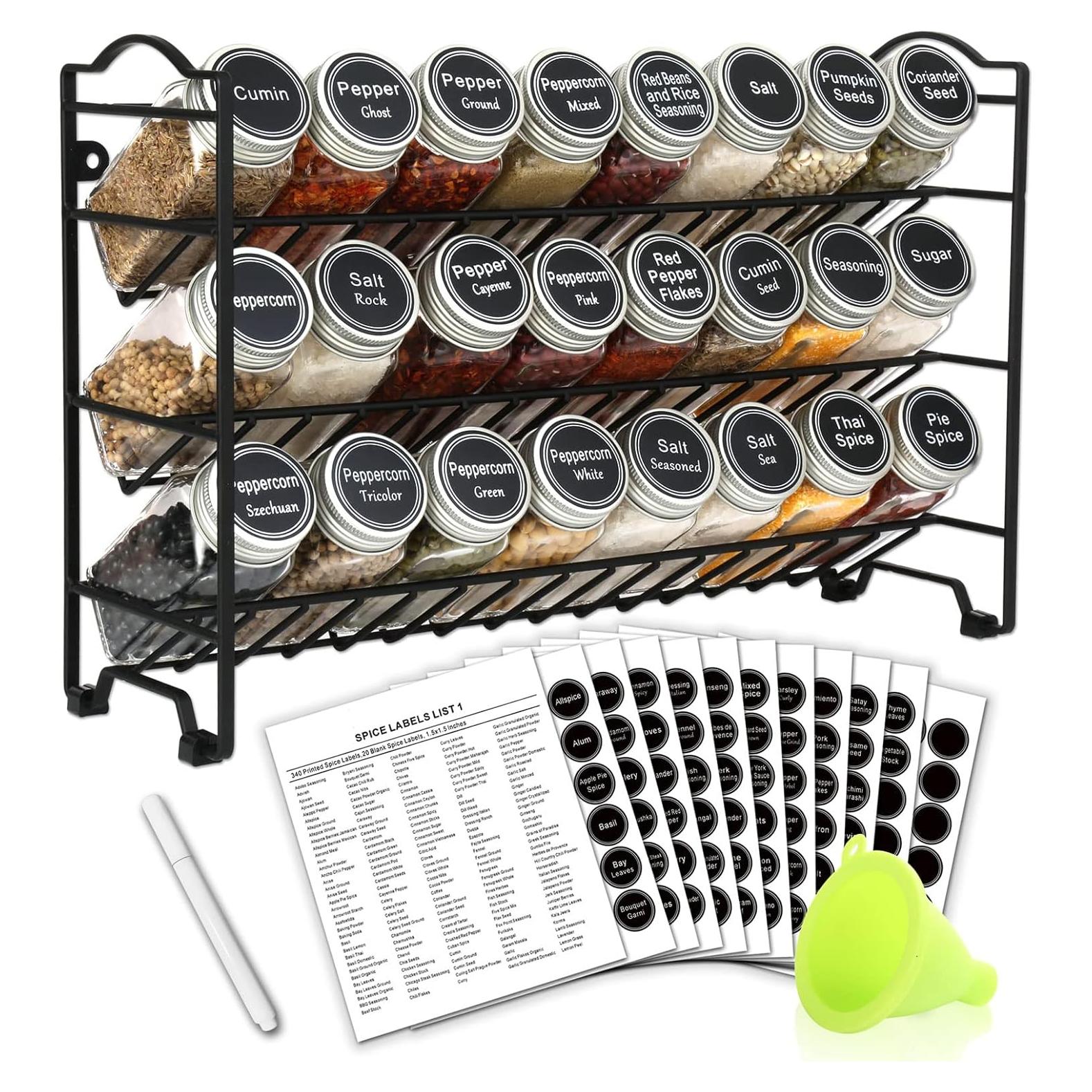 Organizador de Especias SWOMMOLY 3 Niveles con 24 Frascos Vidrio