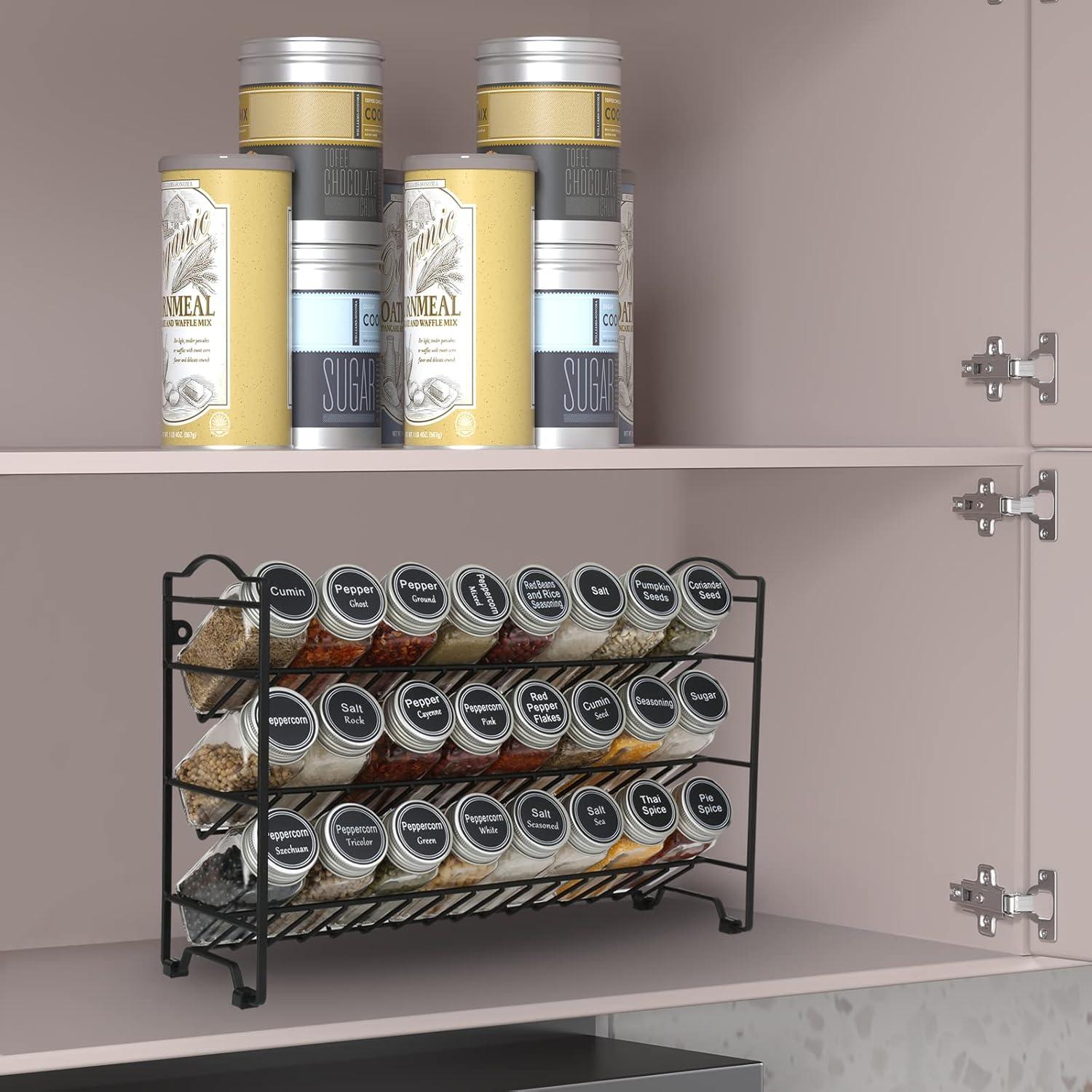 Organizador de Especias SWOMMOLY 3 Niveles con 24 Frascos Vidrio