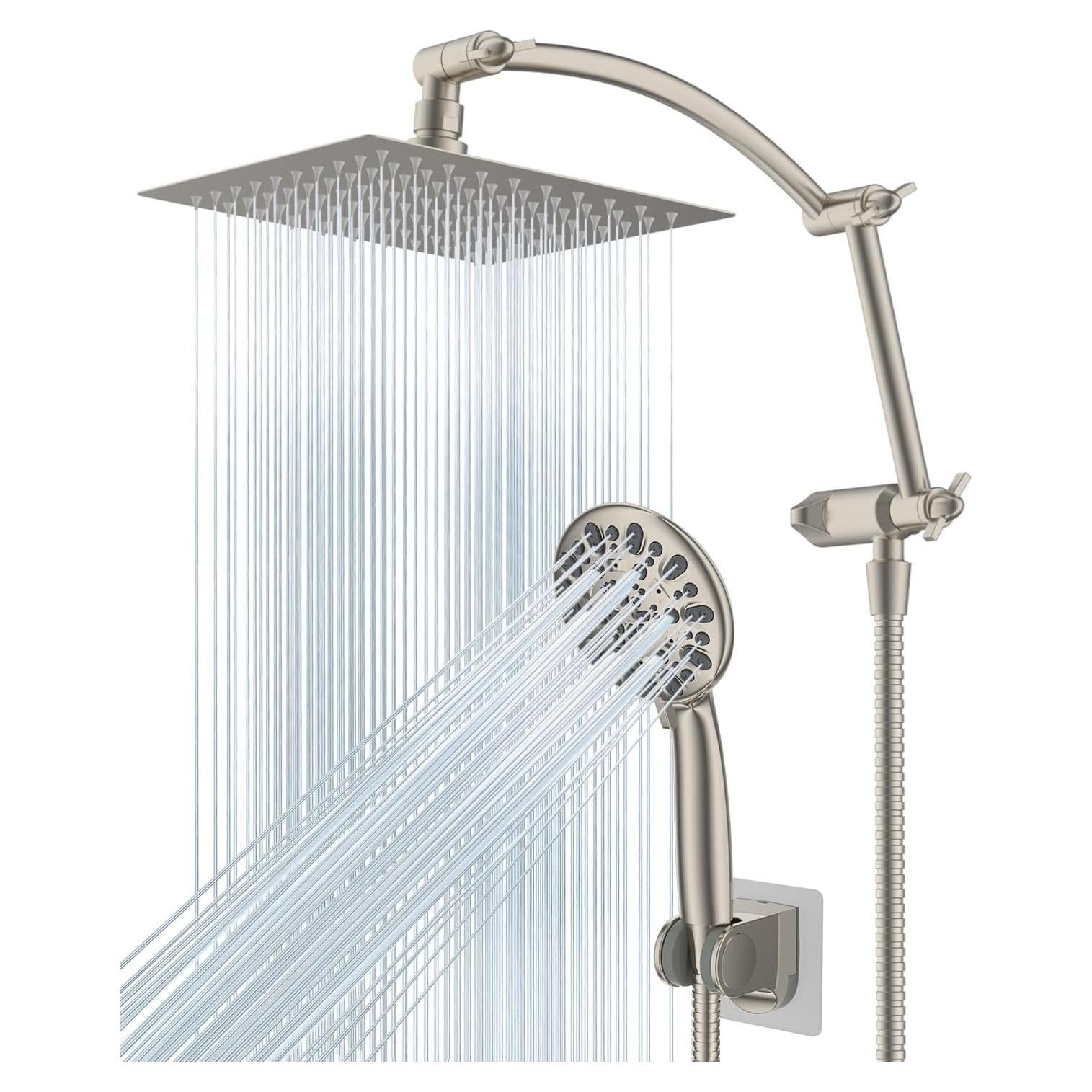 Cabezal de Ducha Hibbent 8'' Metal con Ducha de Mano 7 Modos