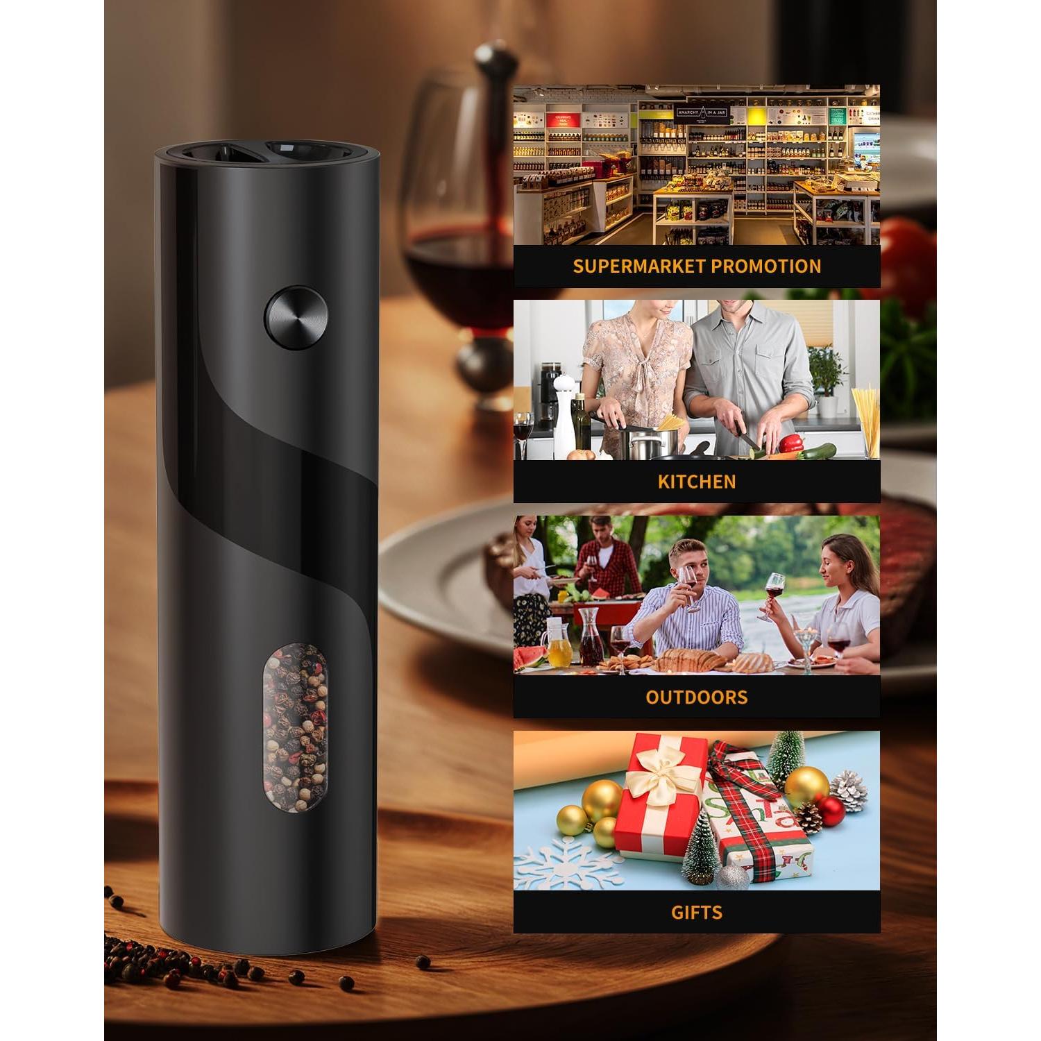 Molinillo de Pimienta Eléctrico CIRCLE JOY 110ml Negro