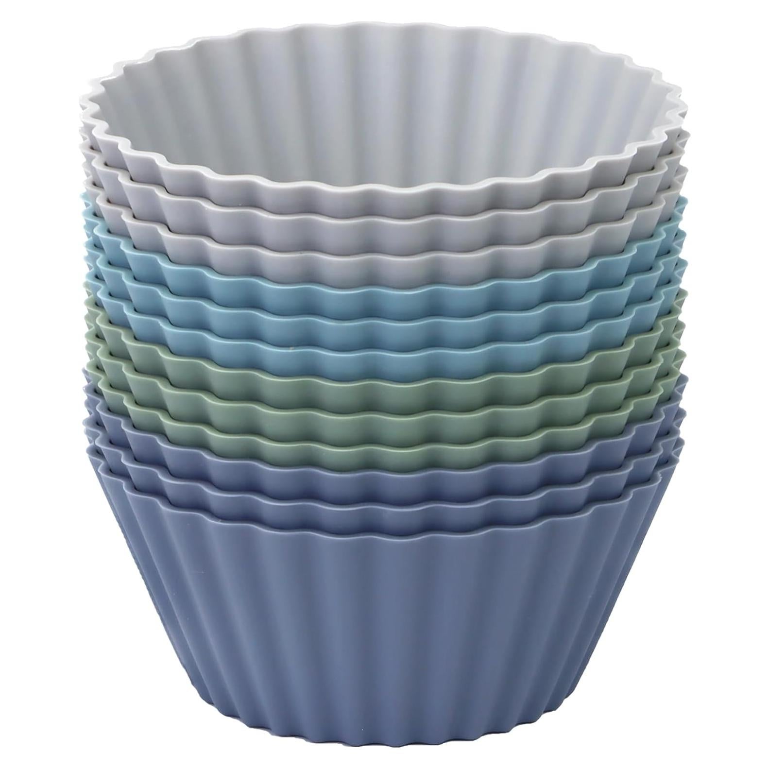 Large Silicone Muffin Cups, 12 Pack Reusable Cupcake Liners Jumbo Size 3.54inch Baking Cups Cake Molds, BPA Free, Dishwasher Safe