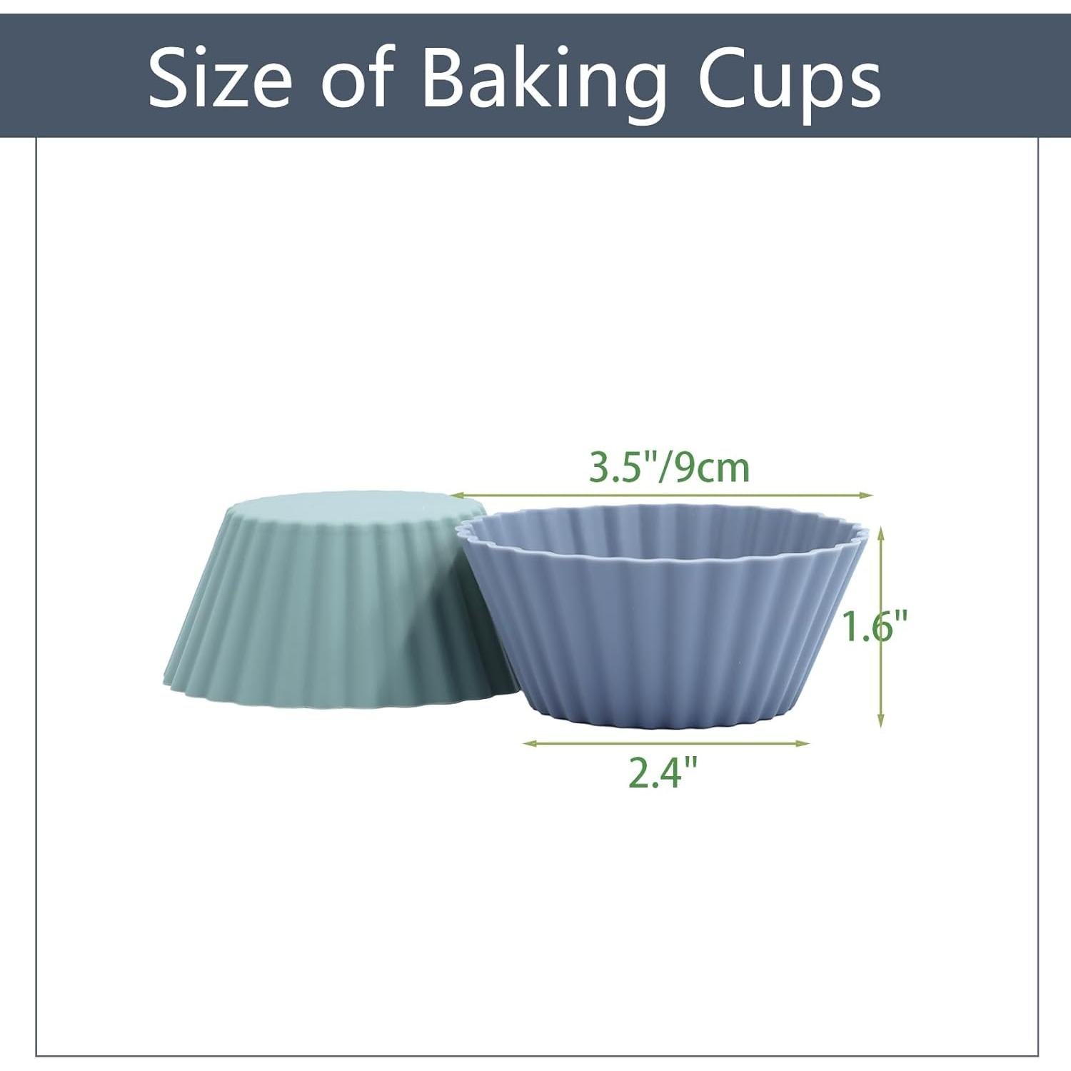 Large Silicone Muffin Cups, 12 Pack Reusable Cupcake Liners Jumbo Size 3.54inch Baking Cups Cake Molds, BPA Free, Dishwasher Safe