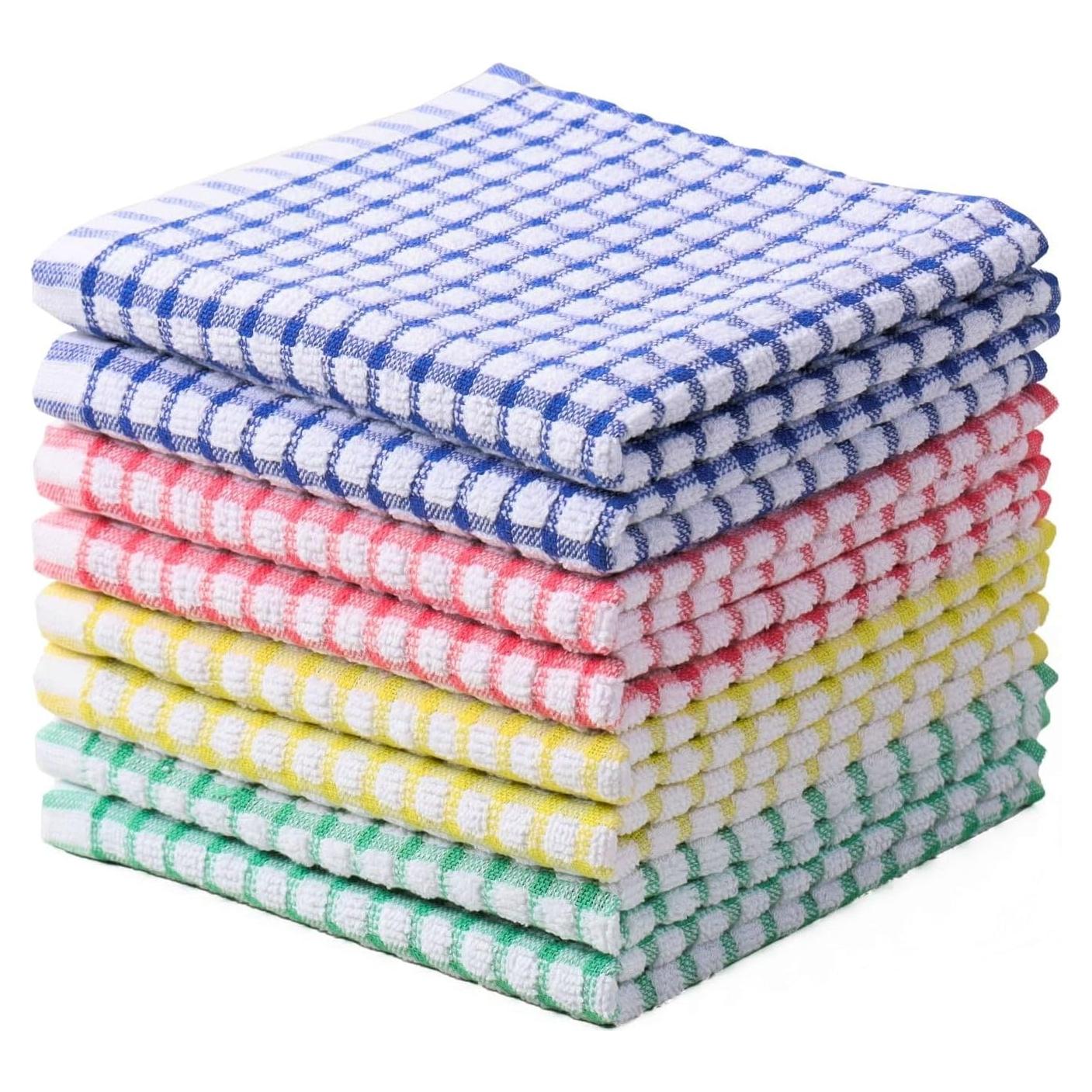 Oeleky Dish Cloths for Kitchen Washing Dishes, Super Absorbent Dish Rags, Cotton Kitchen Dish Towels Pack of 8, 12x12 Inches