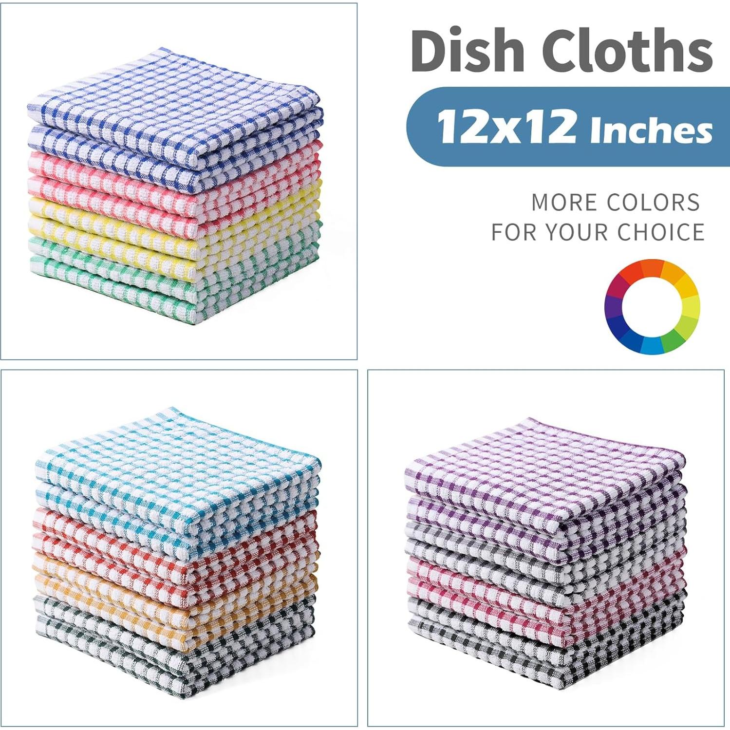 Oeleky Dish Cloths for Kitchen Washing Dishes, Super Absorbent Dish Rags, Cotton Kitchen Dish Towels Pack of 8, 12x12 Inches