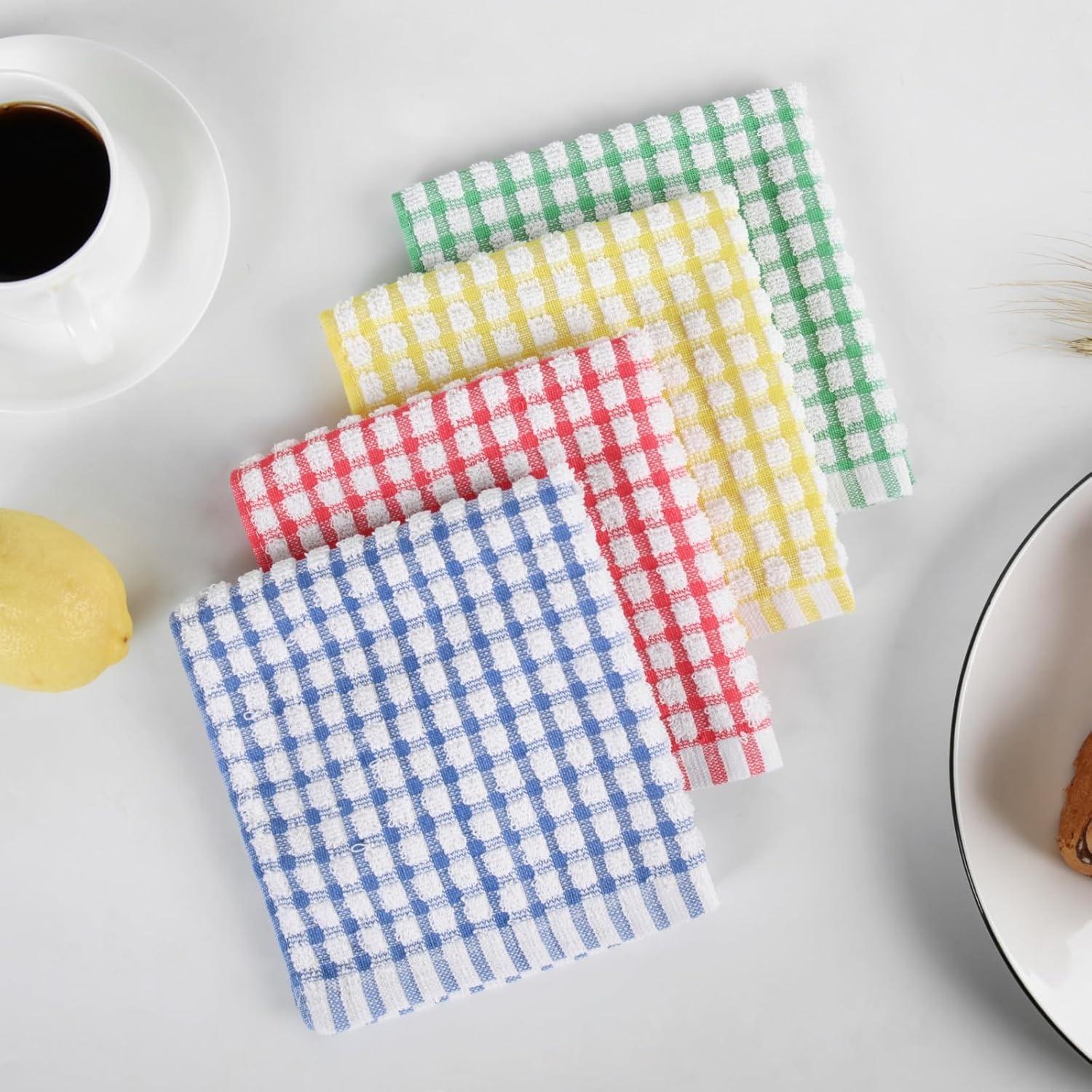 Oeleky Dish Cloths for Kitchen Washing Dishes, Super Absorbent Dish Rags, Cotton Kitchen Dish Towels Pack of 8, 12x12 Inches