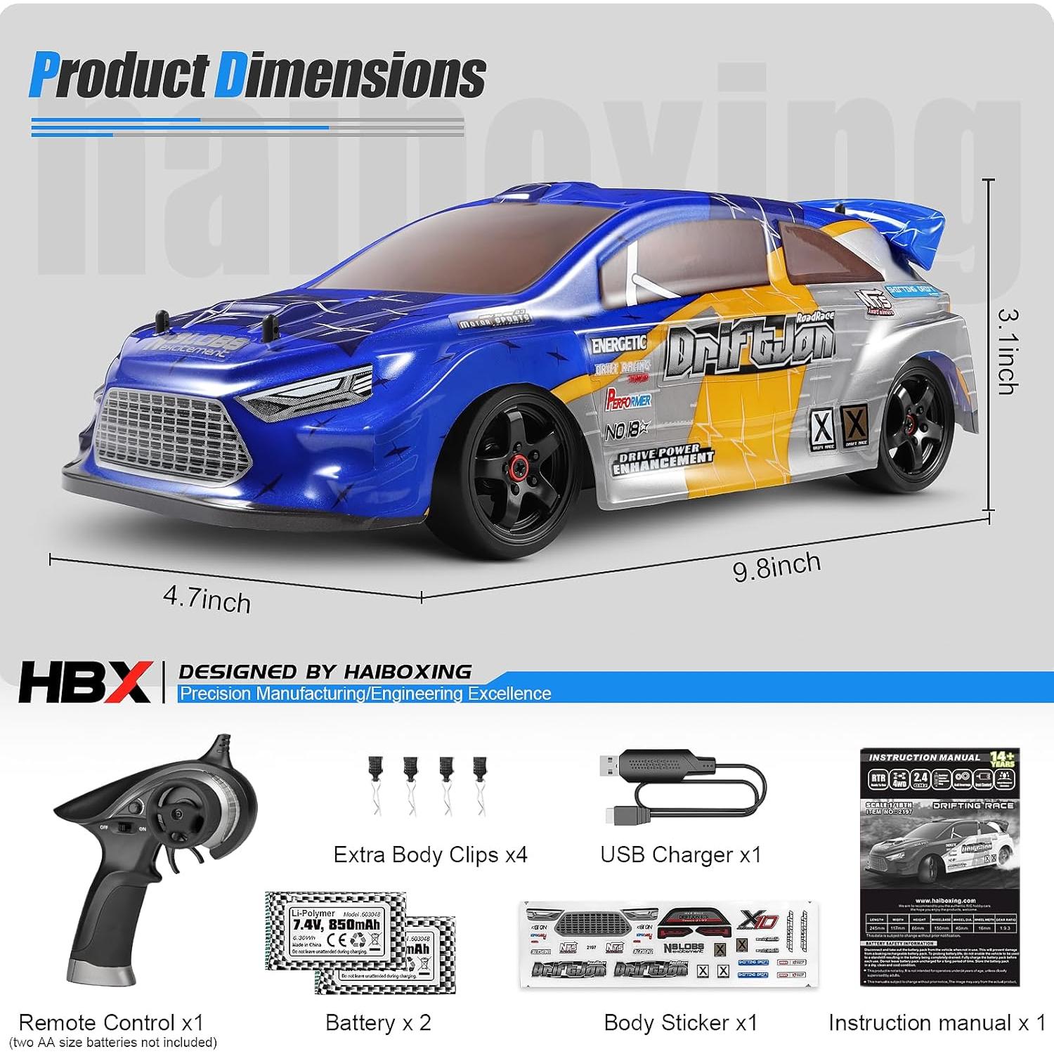 Coche RC Drift 1/18 HAIBOXING 2197 28 km/h 4WD con Giroscopio