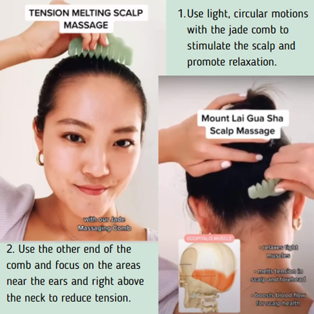 Peine de Jade Natural Mount Lai - Masajeador Gua Sha