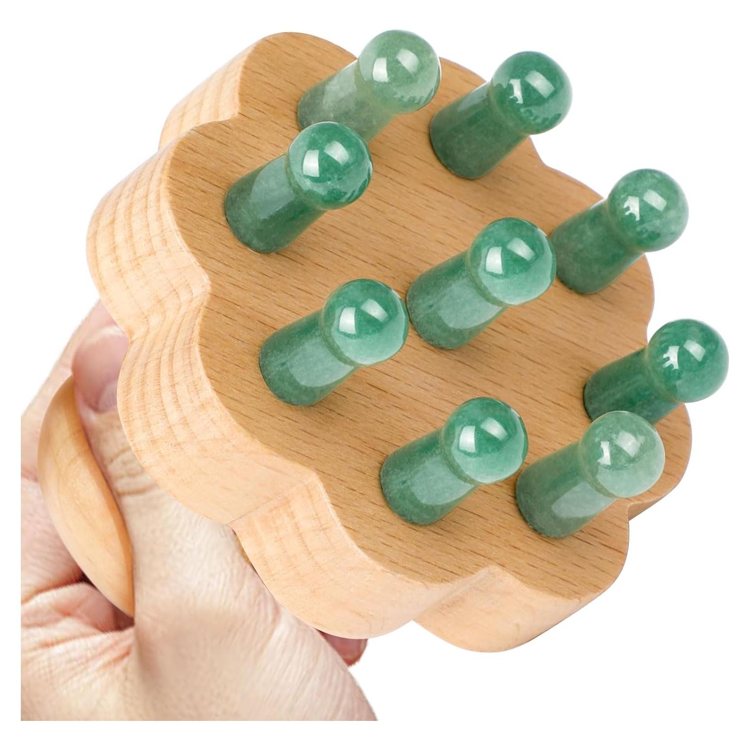 Masajeador de Cuero Cabelludo ideayard de Jade y Madera