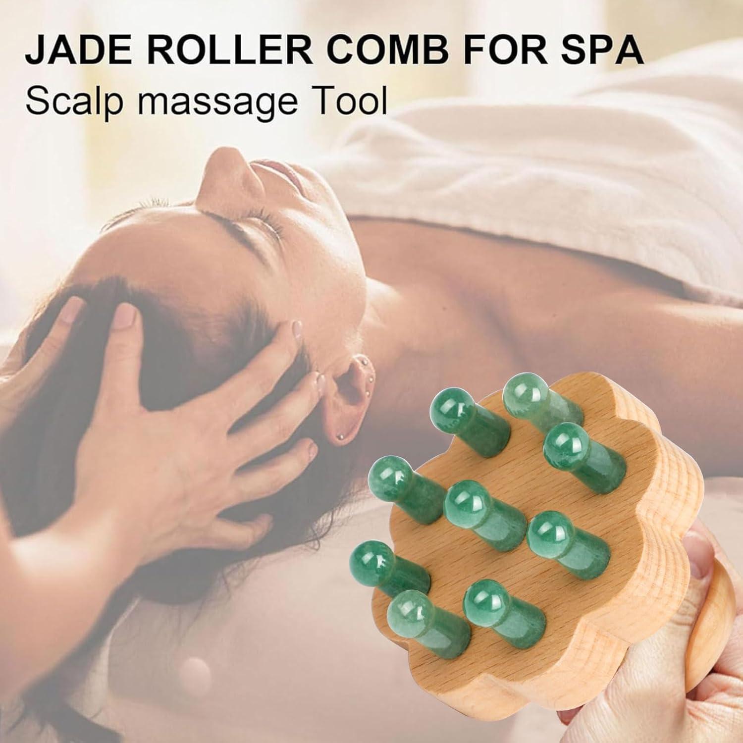 Masajeador de Cuero Cabelludo ideayard de Jade y Madera