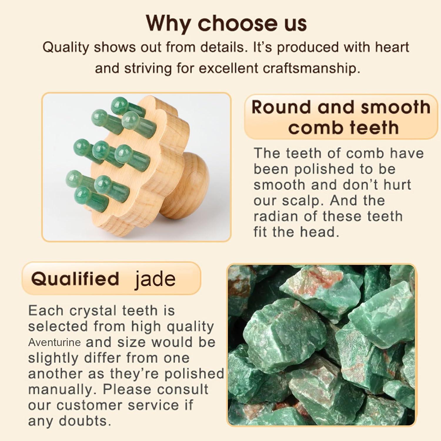 Masajeador de Cuero Cabelludo ideayard de Jade y Madera