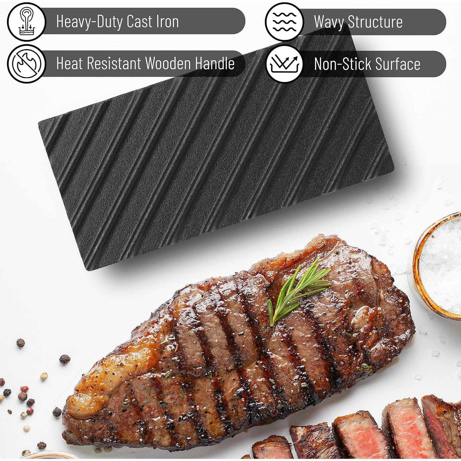 Prensa de Parrilla Hierro Fundido UNCO 17.5 cm Redonda y 21x11 cm