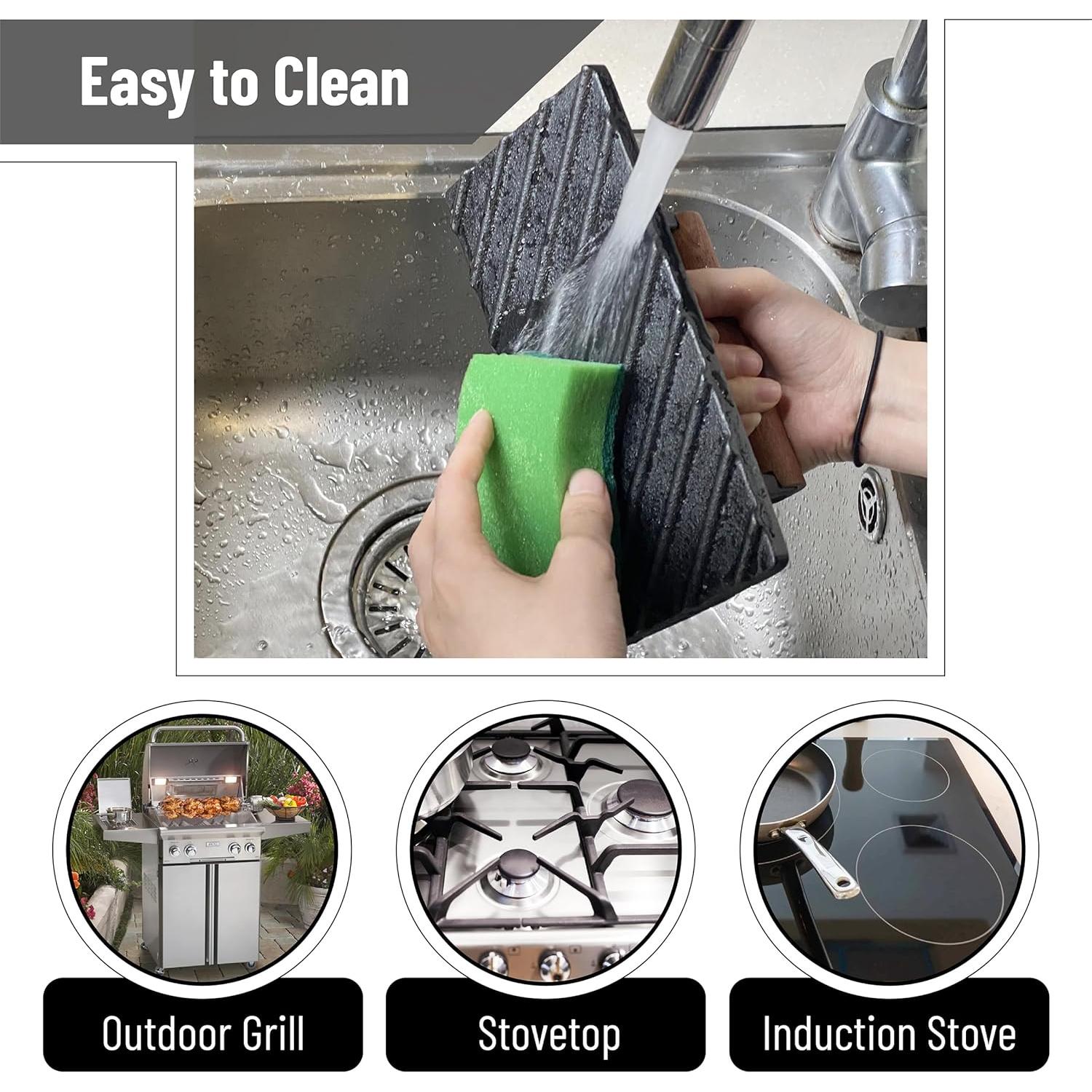 Prensa de Parrilla Hierro Fundido UNCO 17.5 cm Redonda y 21x11 cm