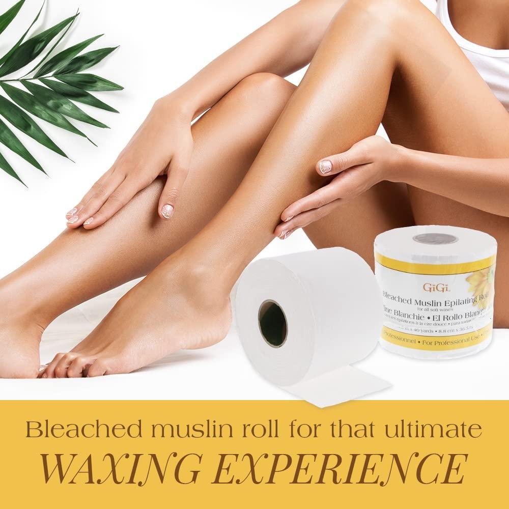 Rollo de Muselina Blanqueada GiGi 3.5" x 40 Yards para Depilación