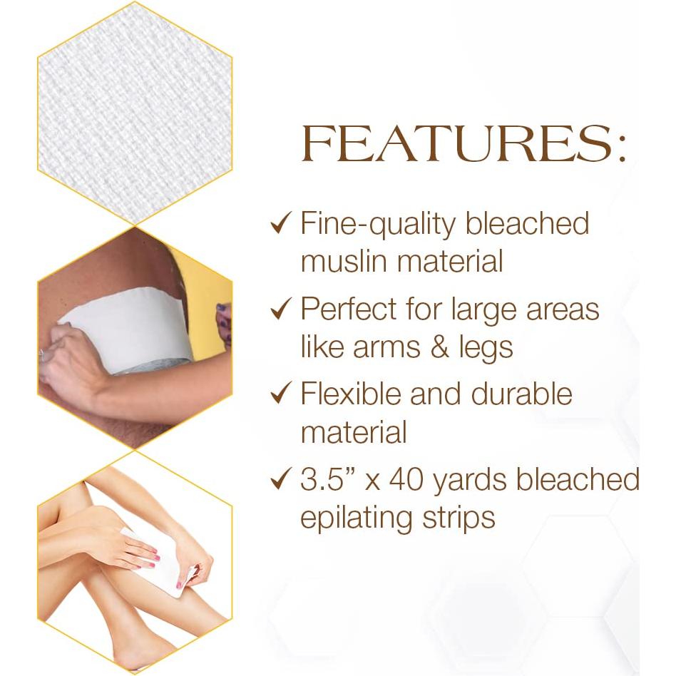 Rollo de Muselina Blanqueada GiGi 3.5" x 40 Yards para Depilación