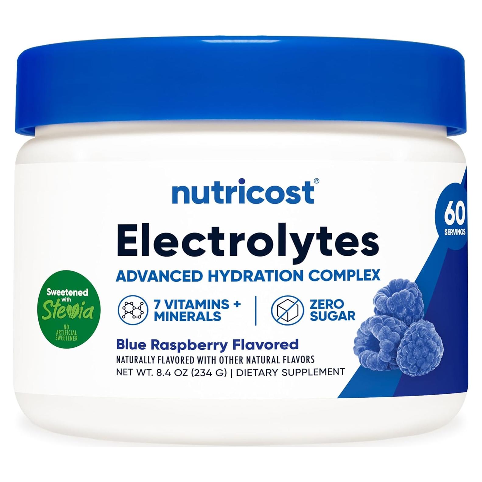 Complejo de Electrolitos en Polvo Nutricost 60 Porciones Frambuesa Azul