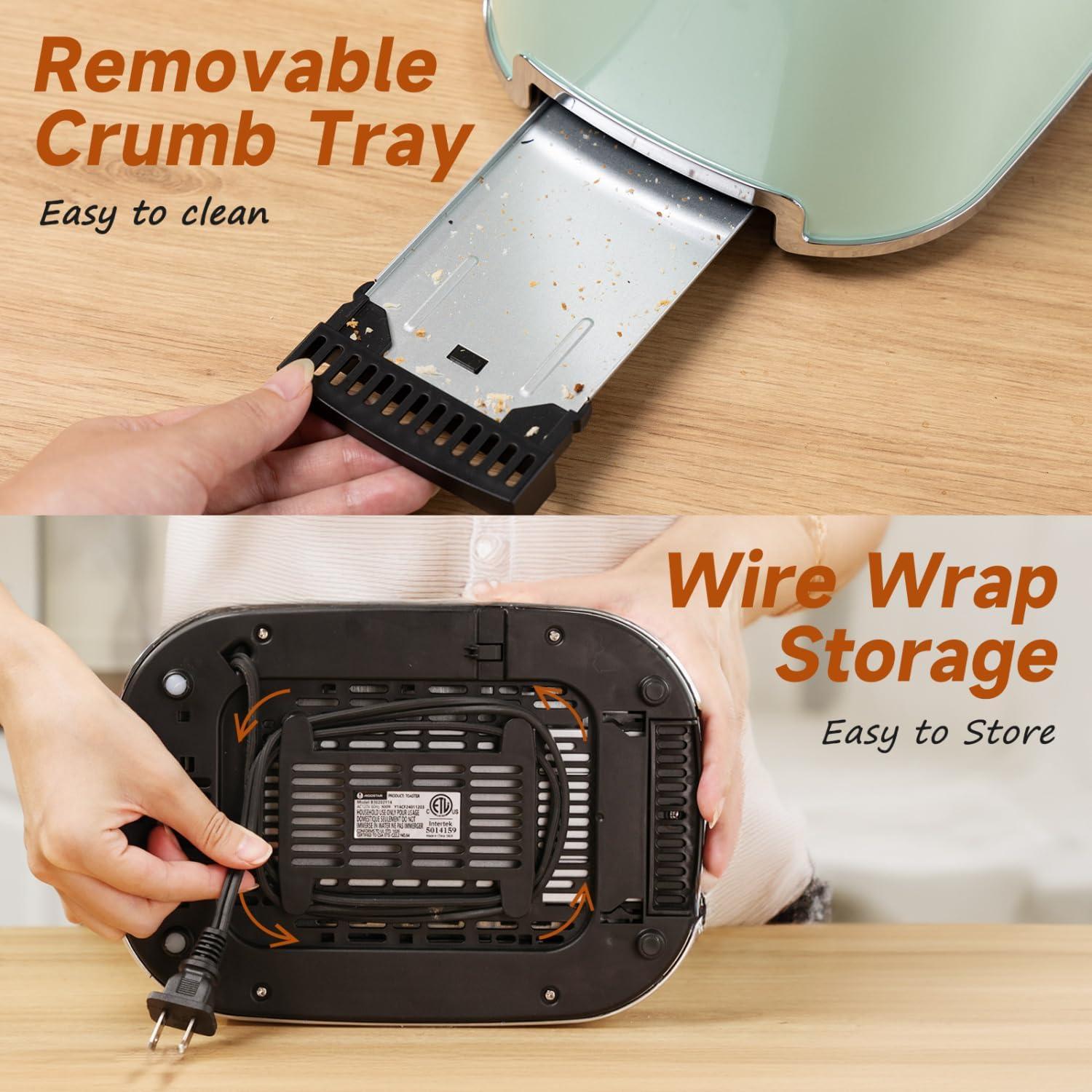 Tostadora Aigostar Retro 2 Rebanadas Acero Inoxidable Verde Aqua