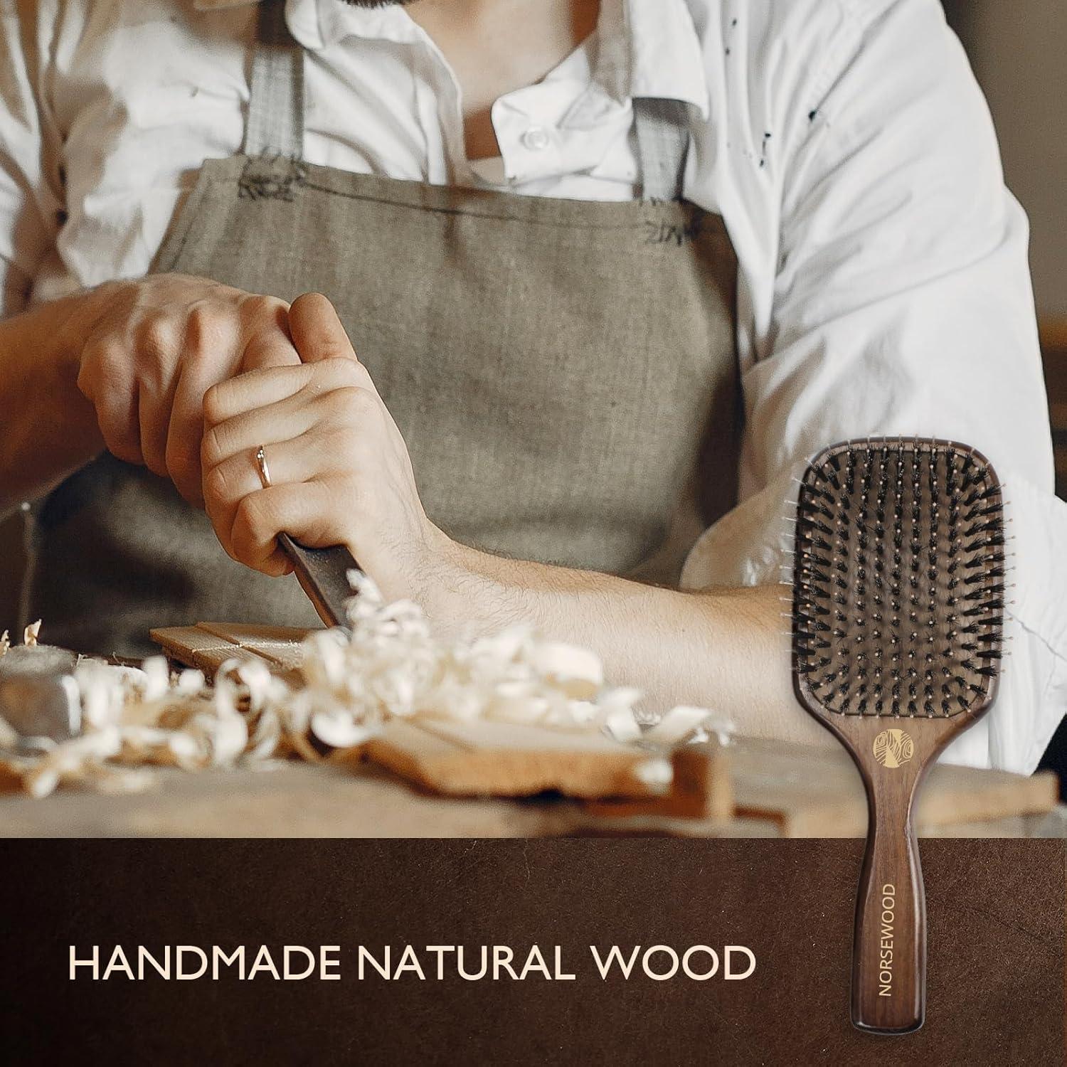 Set de cepillos desenredadores JIXIU de cerdas de jabalí 100%