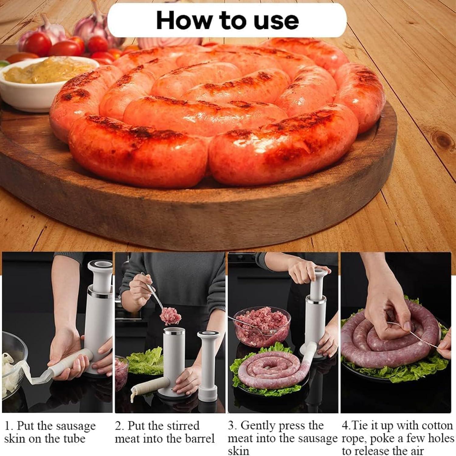 Máquina de Embutir Salchichas 2-en-1 VANEME con Guantes