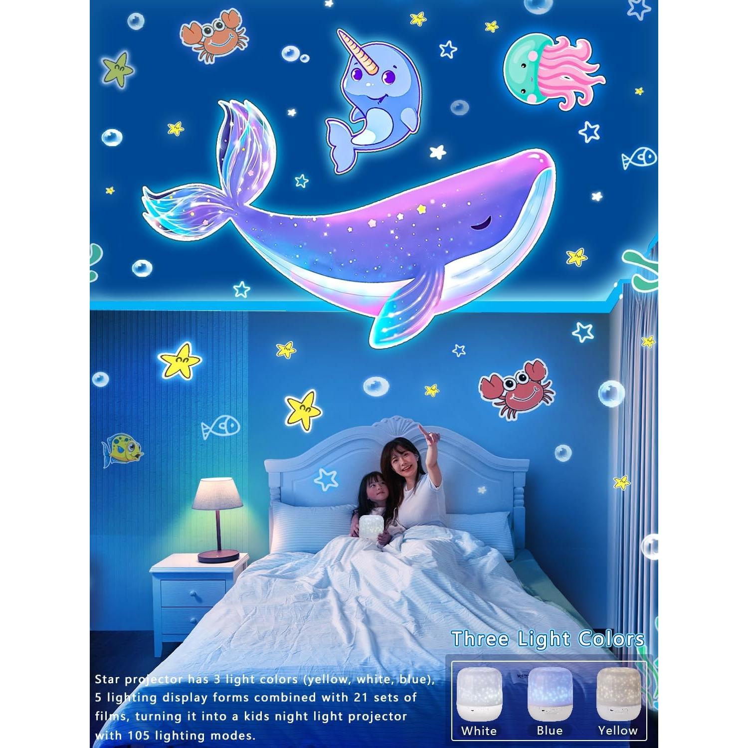 Proyector de Luz Nocturna Eigther CP-HT2-Y 21 Películas 360°