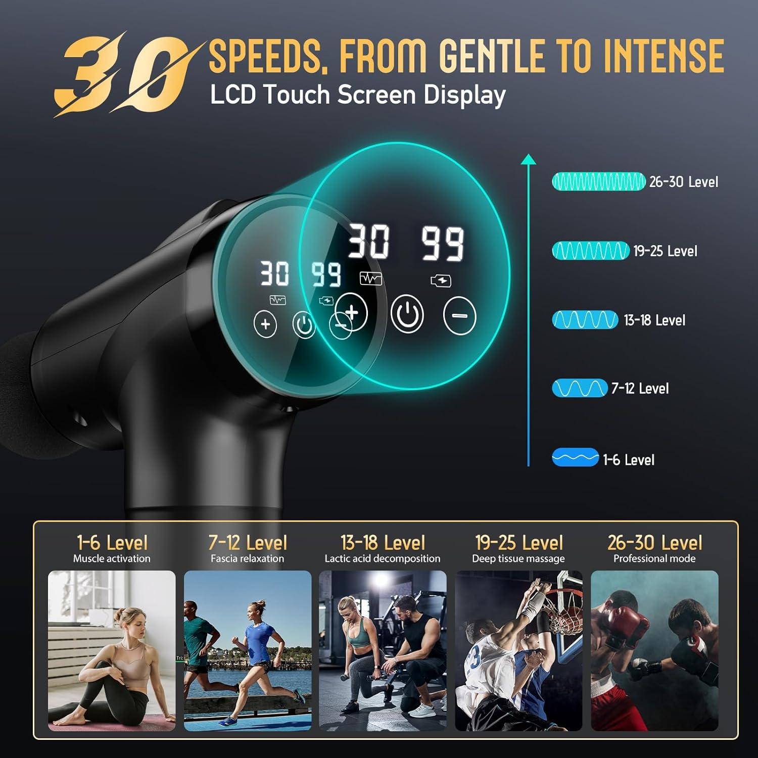 Pistola de Masaje OLsky M687 9 Accesorios 30 Velocidades