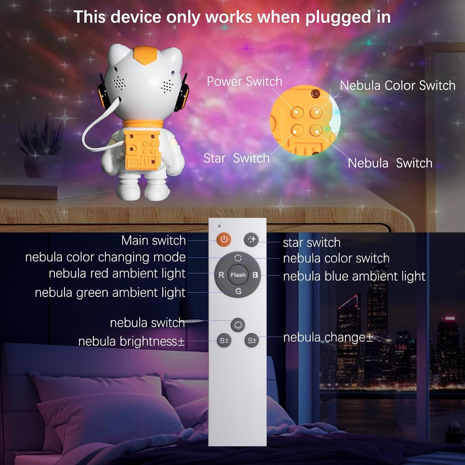 Proyector de Estrellas Galaxy GUEDIEO S100, Luz Nocturna 21x11 cm