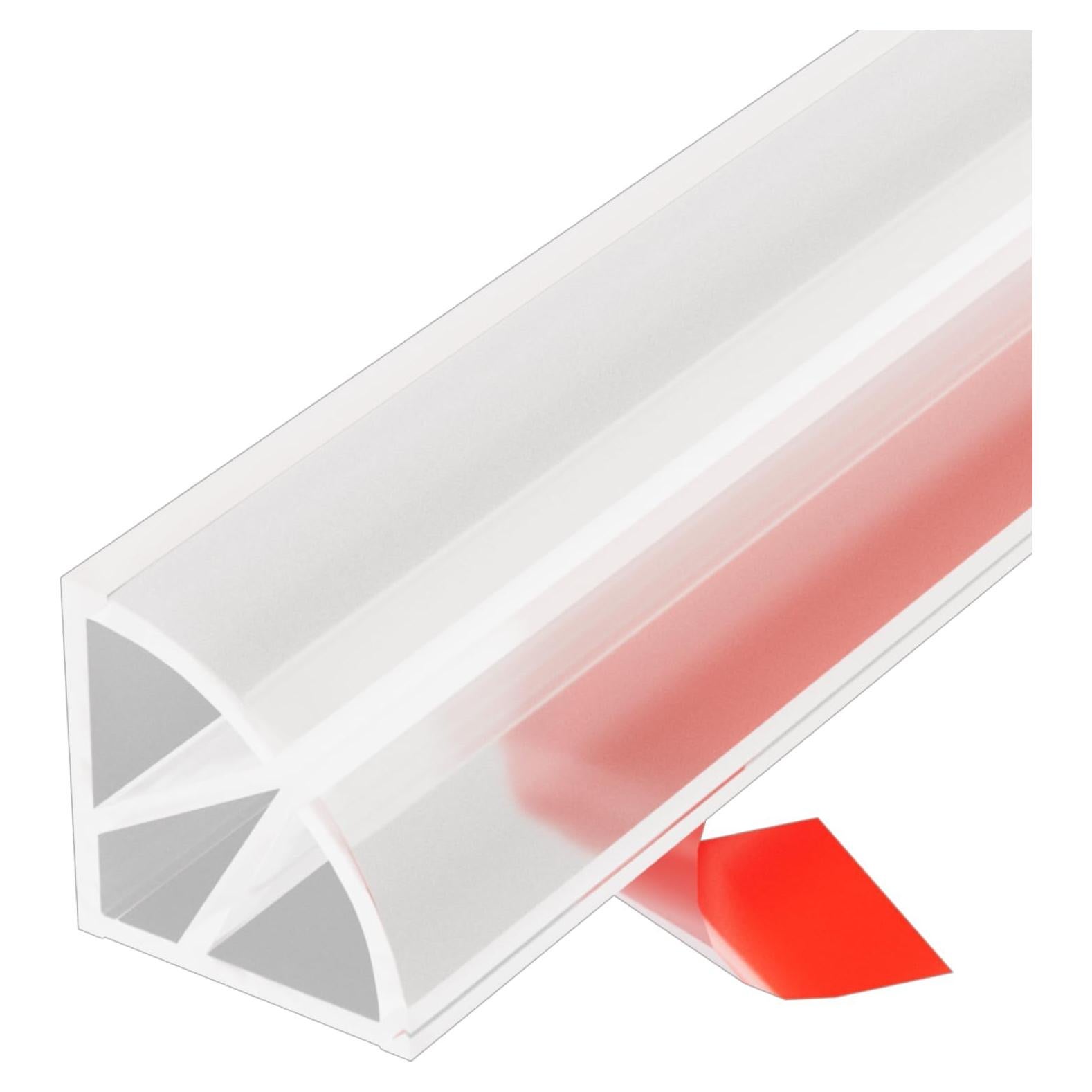 118 Inch Shower Threshold Water Dam Barrier, Flexible Water Strip, Collapsible Shower Dam for The Shower Corner - Water Guard for Kitchen Countertop Sink and Cooktop (Transparent)