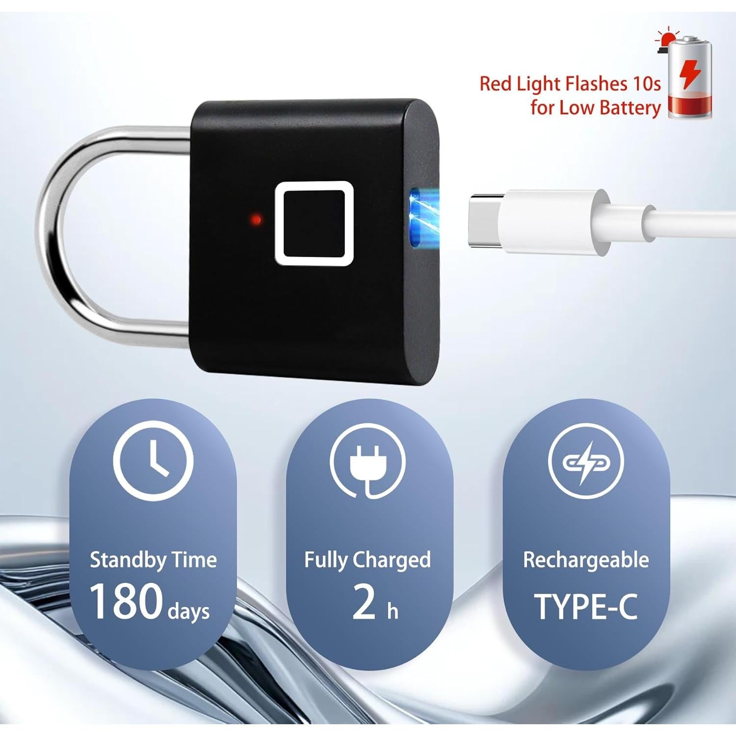 Candado Biométrico UMIK Negro con Huellas Dactilares y USB