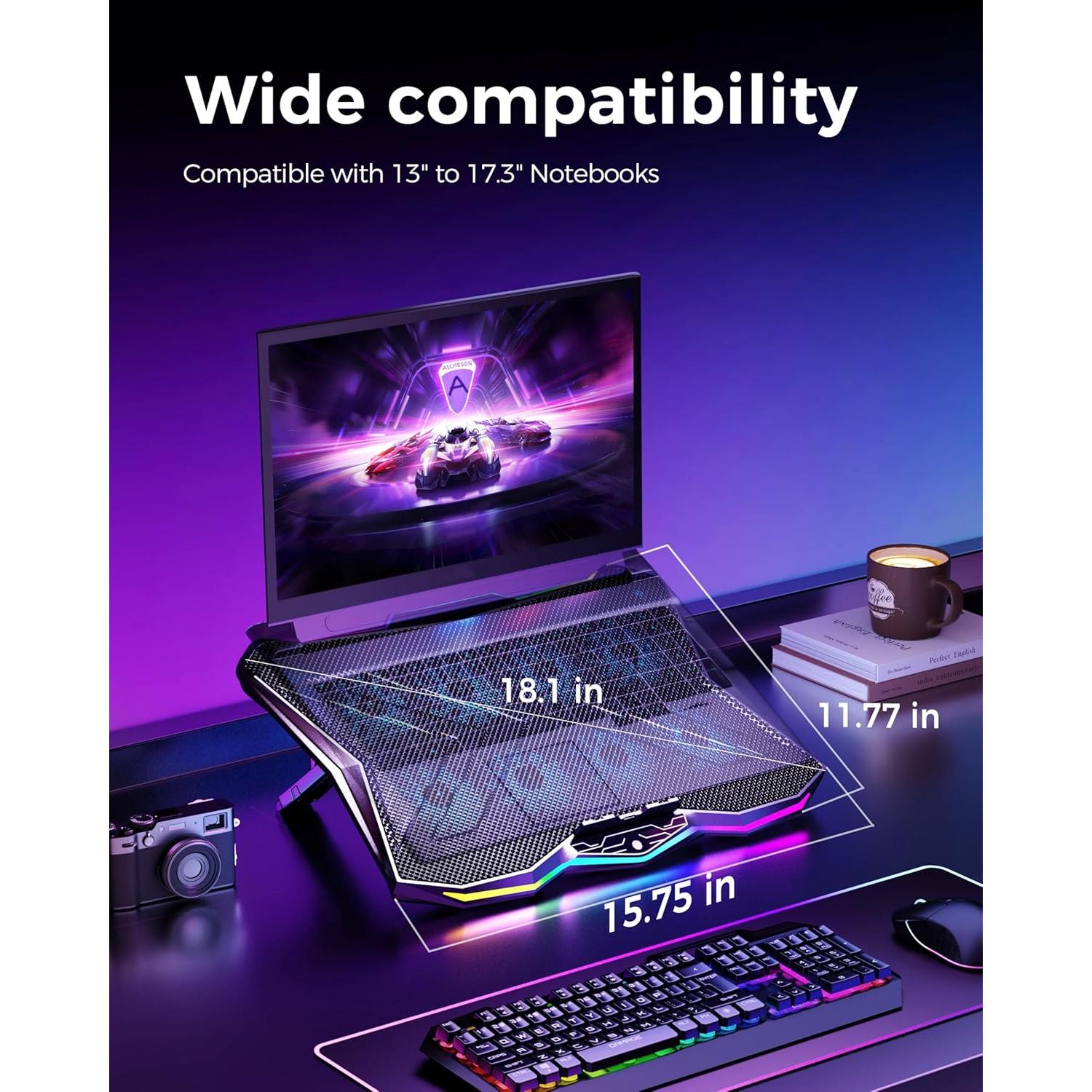 Soporte de Enfriamiento para Laptop AICHESON AA3 RGB 15.6-17.3"