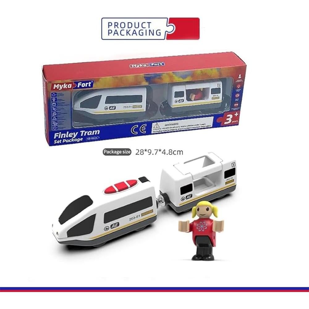 Juego de tren eléctrico de madera Mykafort MK-90916 motorizado