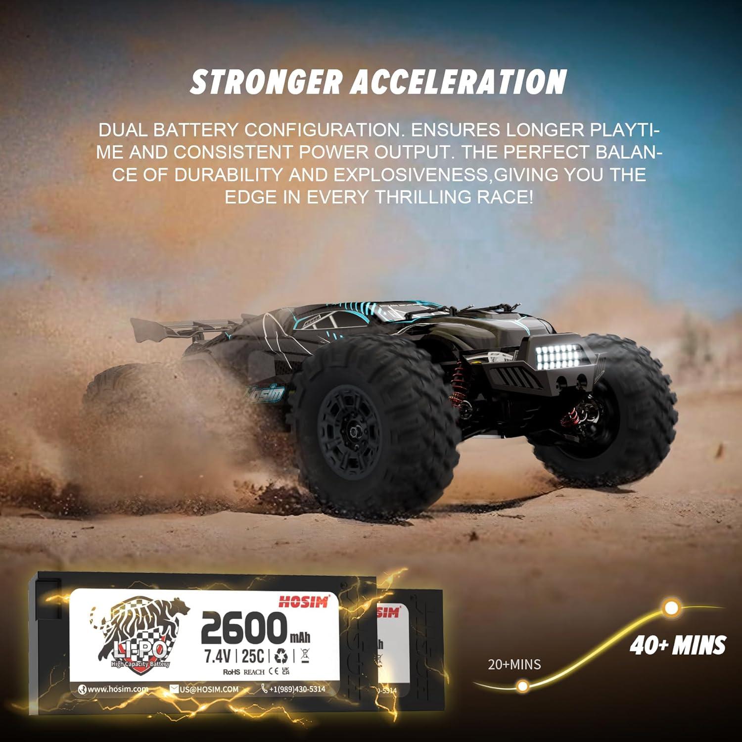 Coche RC Hosim 1:10 4WD 68KM/H Todo Terreno Negro