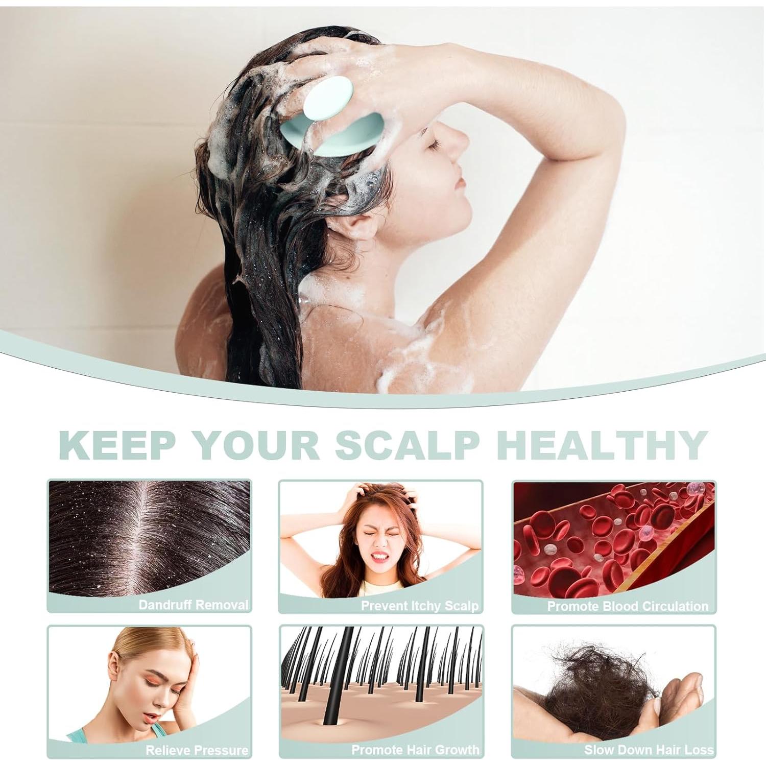 Masajeador de cuero cabelludo Meartchy verde menta suave