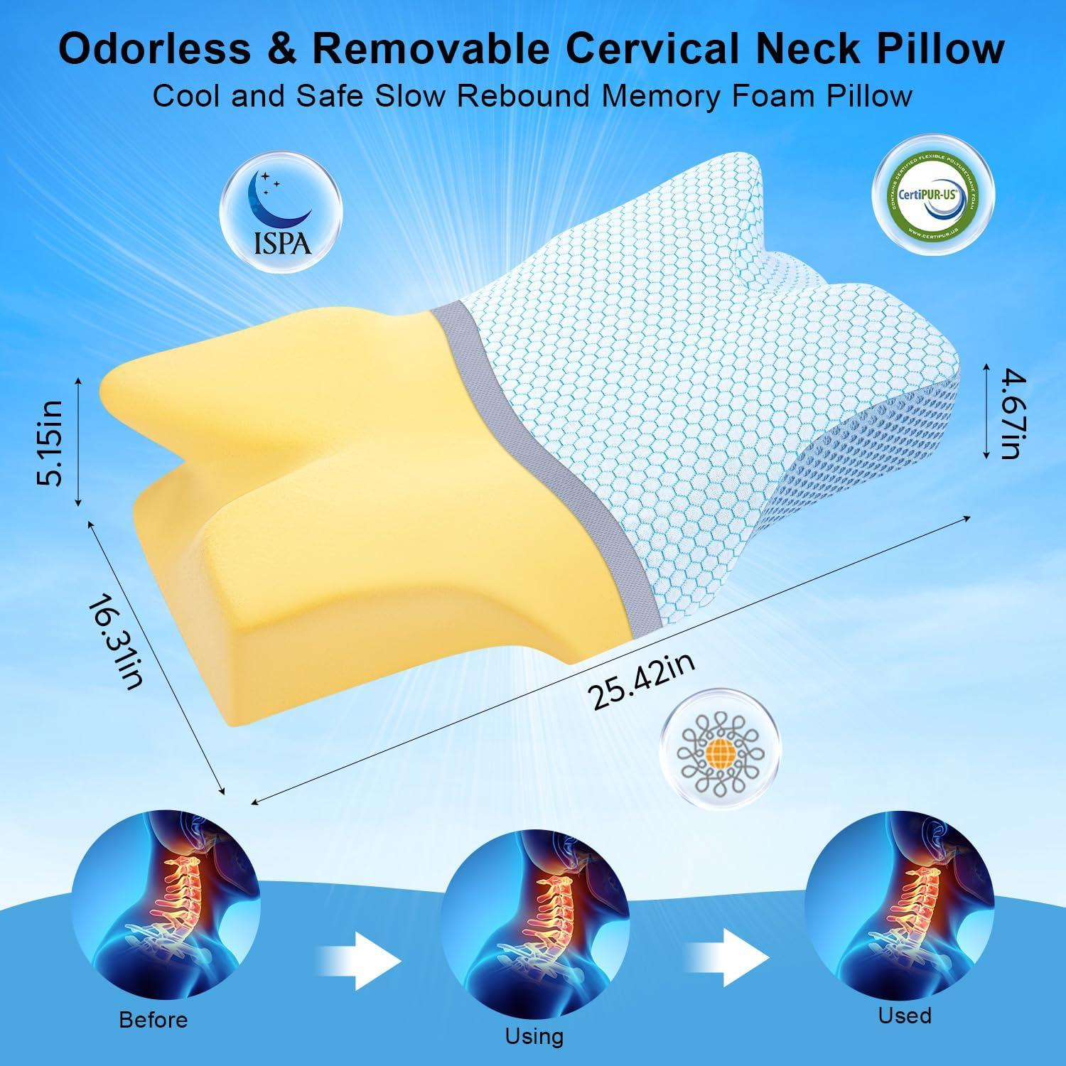 Cojín Cervical Anvo Ergonómico Espuma Viscoelástica Azul